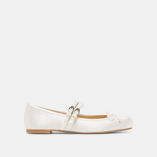 Gibsen True White Satin Ballet Flats Dolce Vita us