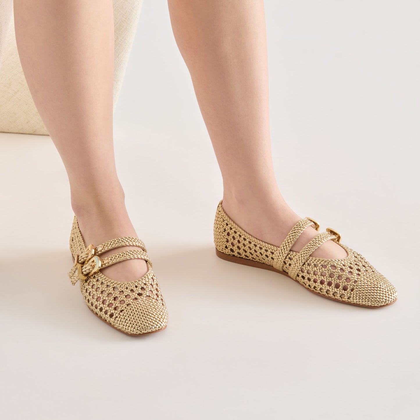 Baylee Gold Woven Stella Ballet Flats Dolce Vita New