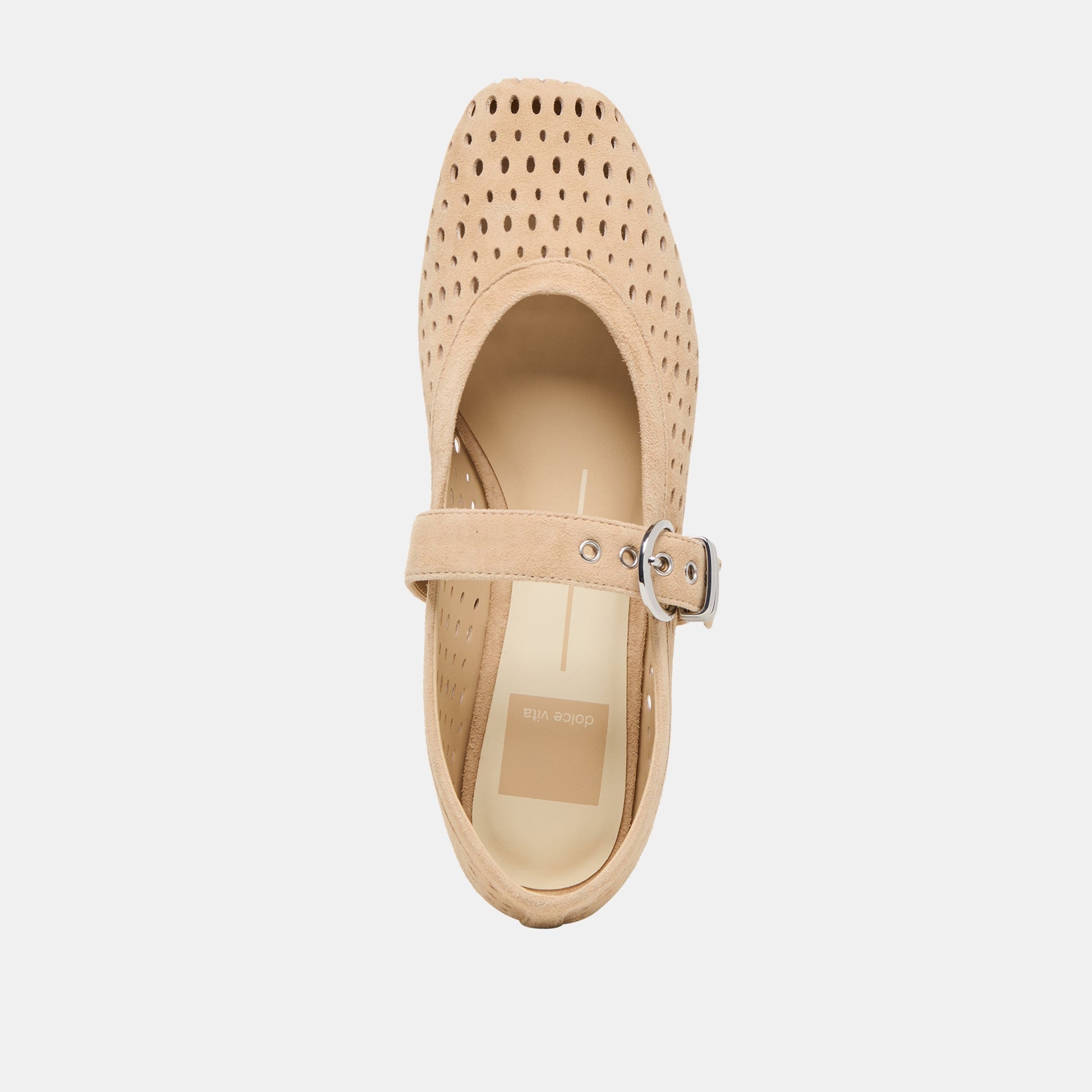 Mikel Camel Perforated Suede Ballet Flats Dolce Vita us