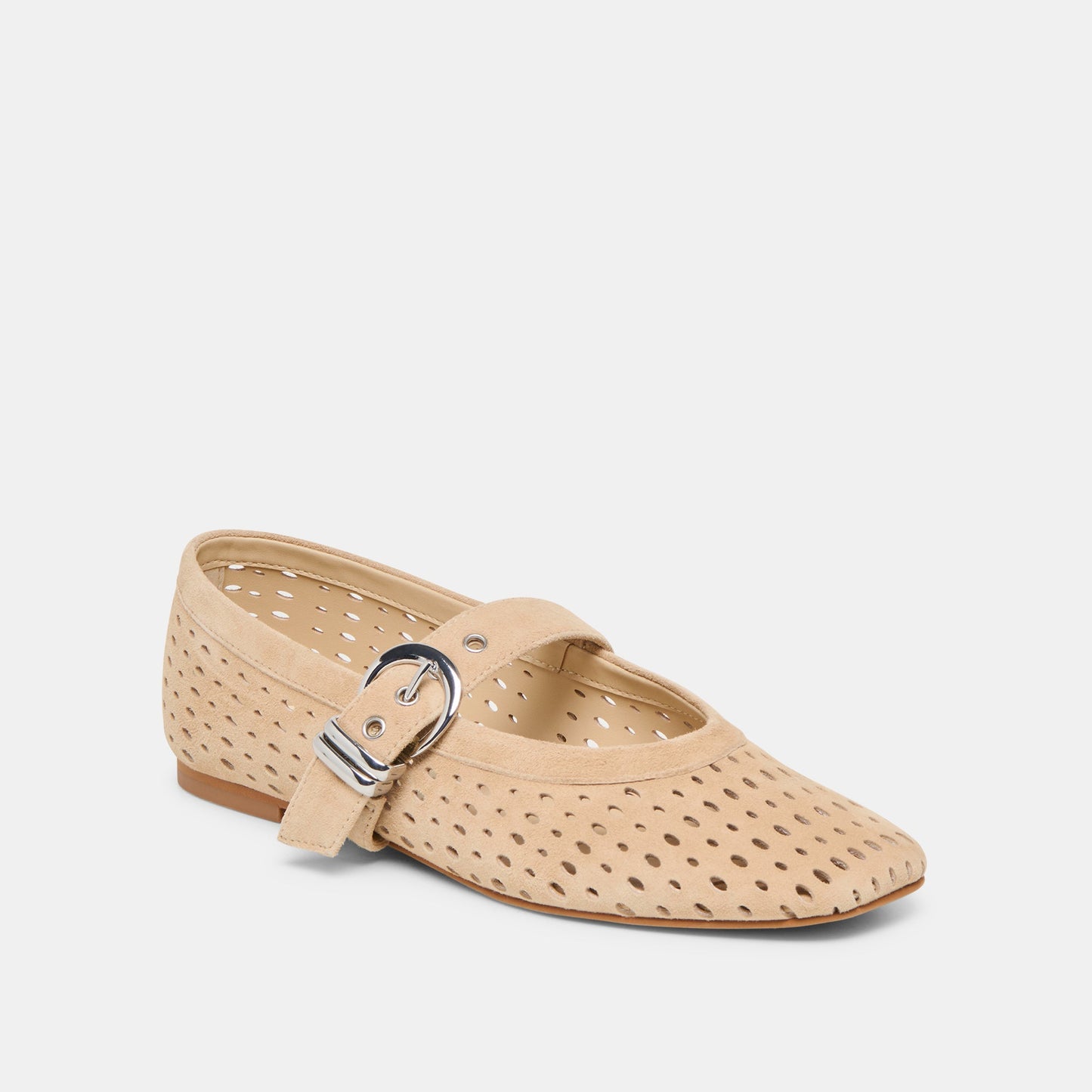 Mikel Camel Perforated Suede Ballet Flats Dolce Vita us