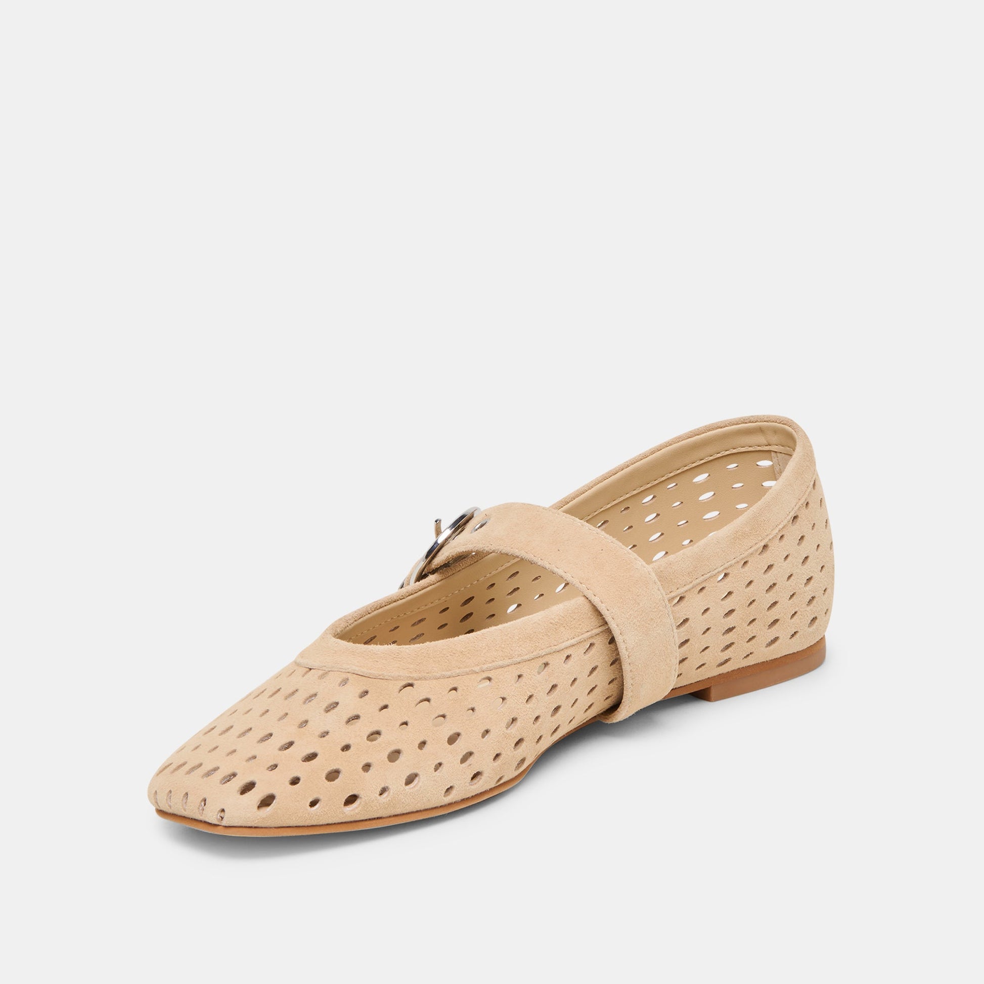 Mikel Camel Perforated Suede Ballet Flats Dolce Vita us