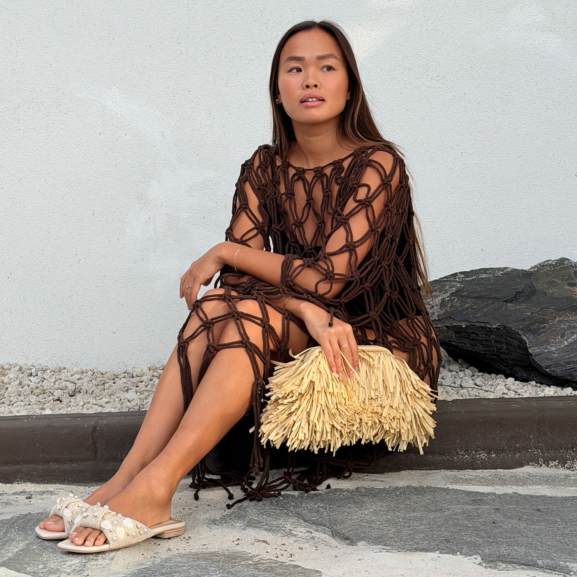 Lizza Oatmeal Beaded Raffia Sandals Dolce Vita Sale