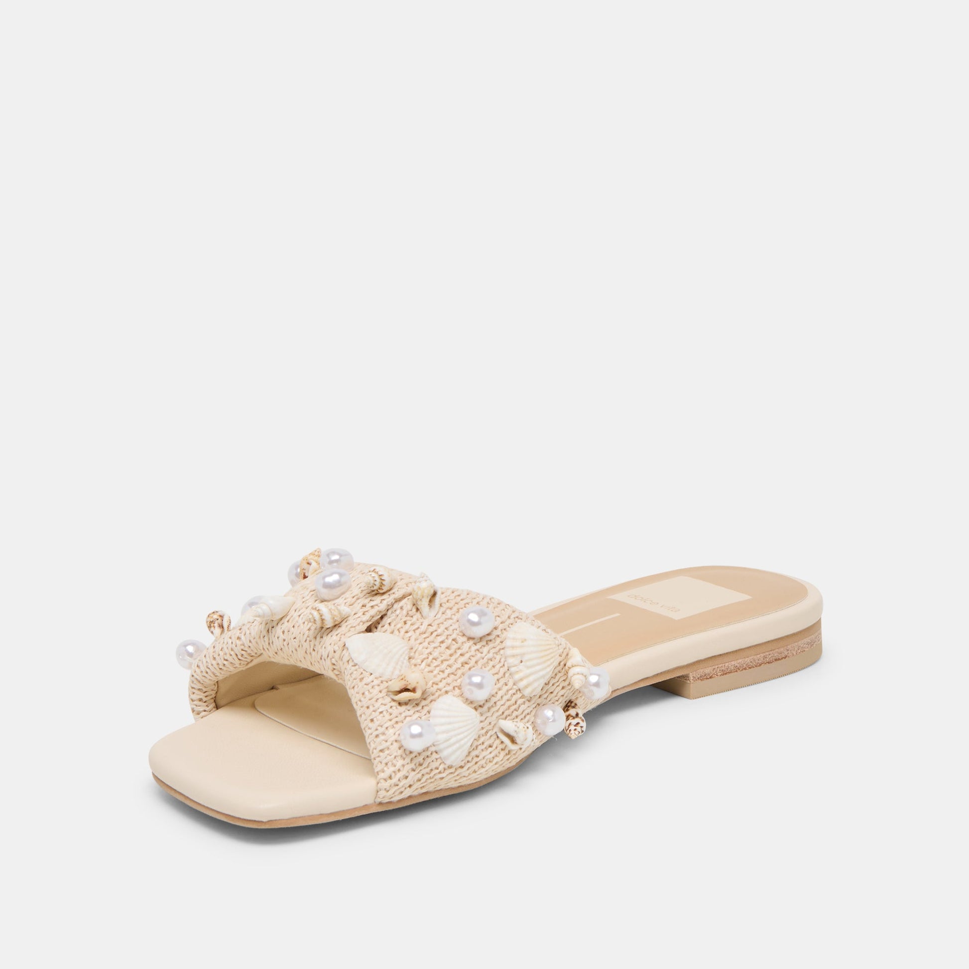 Lizza Oatmeal Beaded Raffia Sandals Dolce Vita Sale