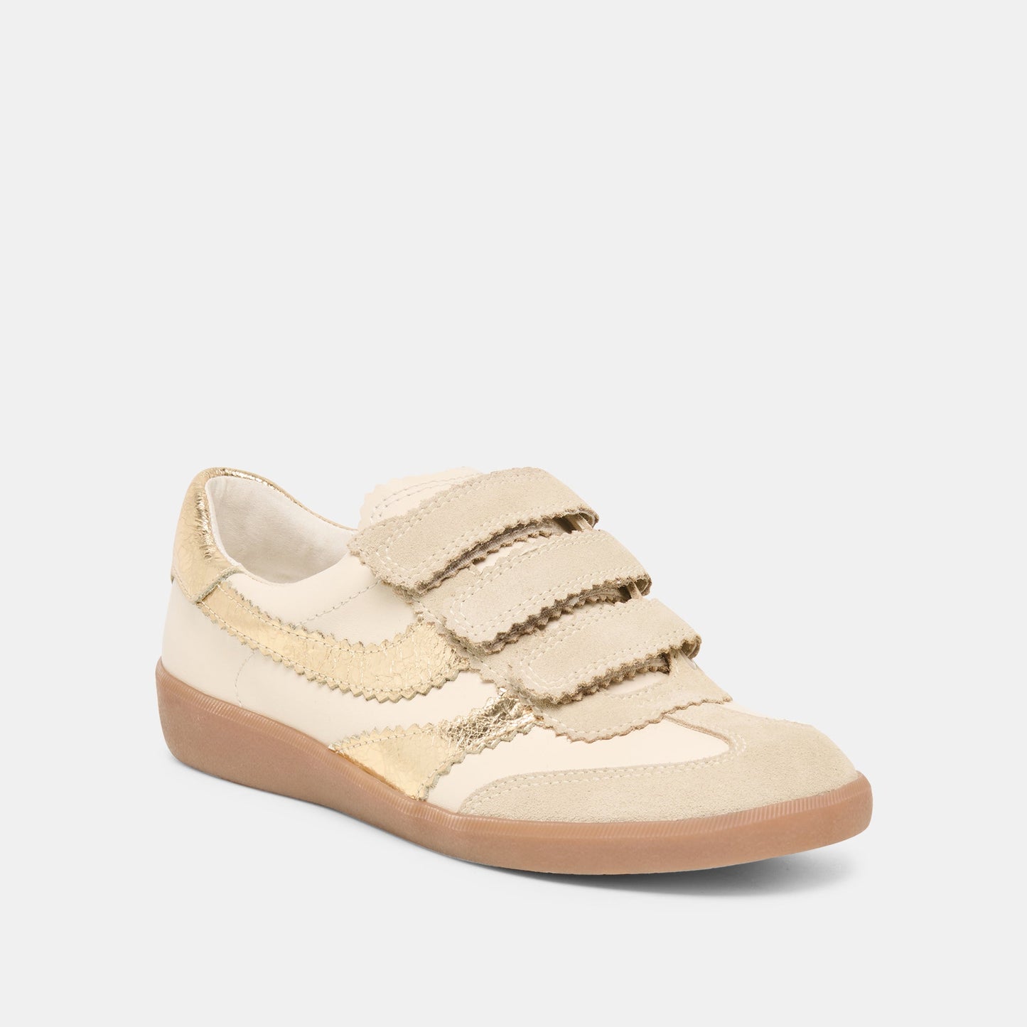 Merit Velcro White Gold Leather Sneakers Dolce Vita us