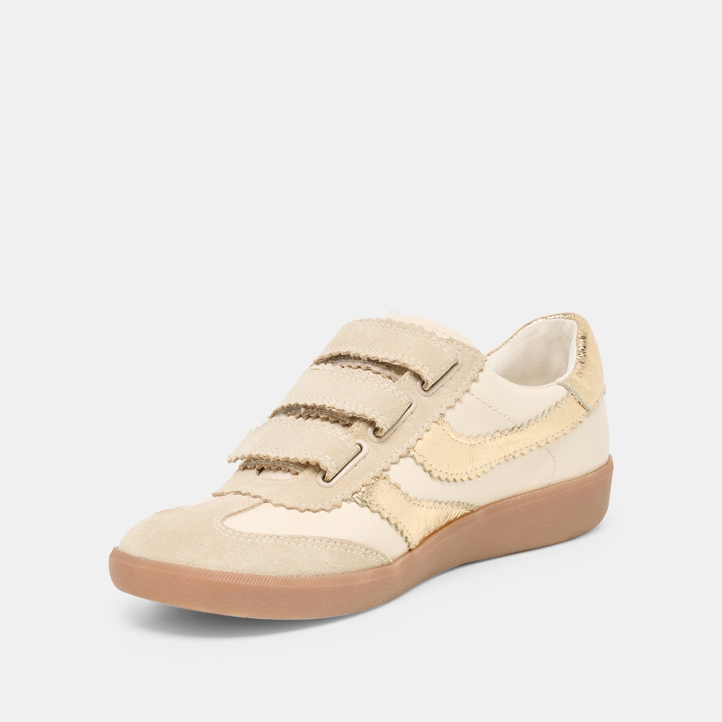 Merit Velcro White Gold Leather Sneakers Dolce Vita us