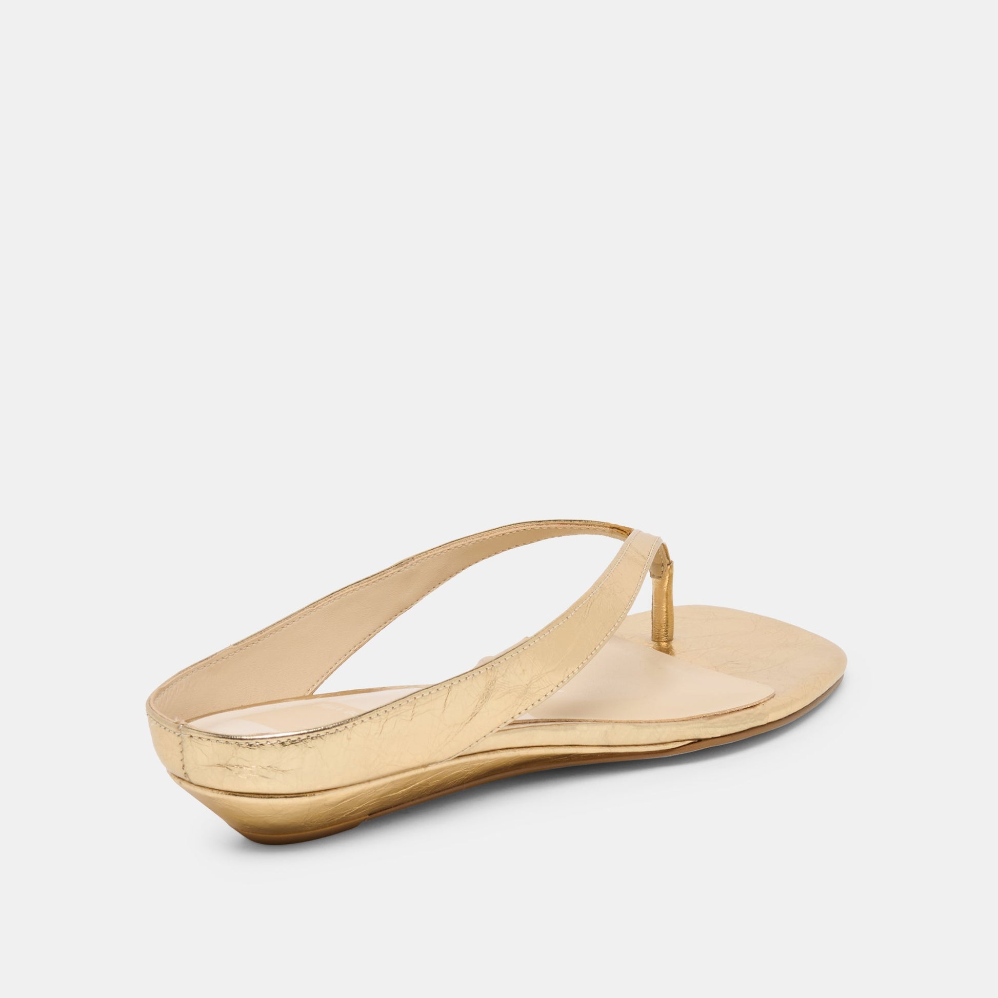 GIZEL Gold Crinkle Patent Thong Square-Toe Sandals Dolce Vita New