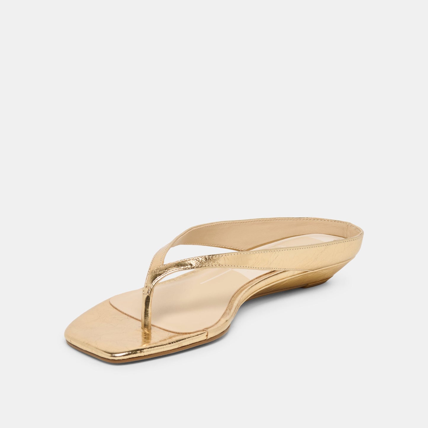 GIZEL Gold Crinkle Patent Thong Square-Toe Sandals Dolce Vita New