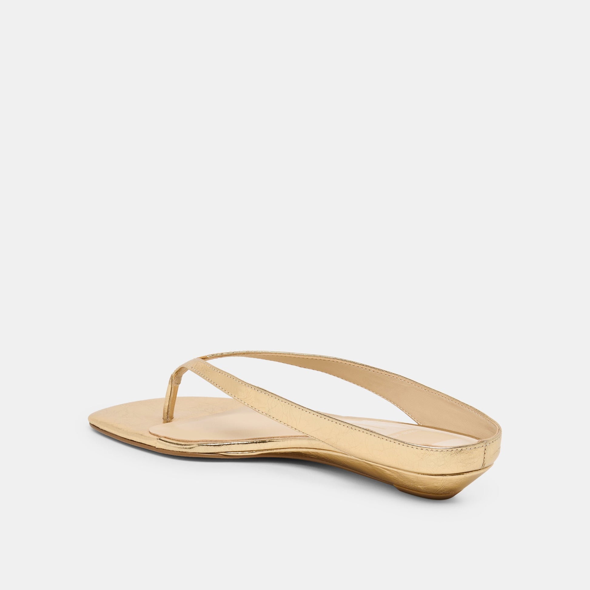 GIZEL Gold Crinkle Patent Thong Square-Toe Sandals Dolce Vita New