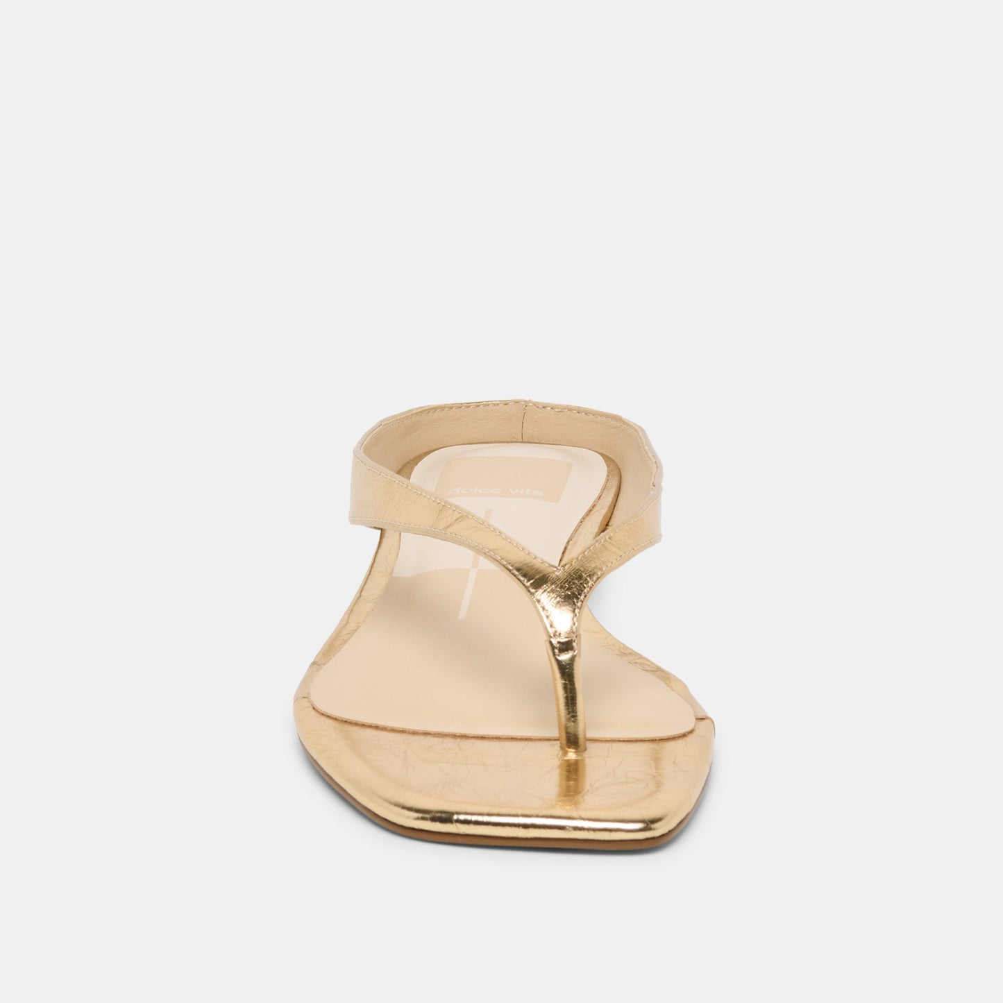 GIZEL Gold Crinkle Patent Thong Square-Toe Sandals Dolce Vita New