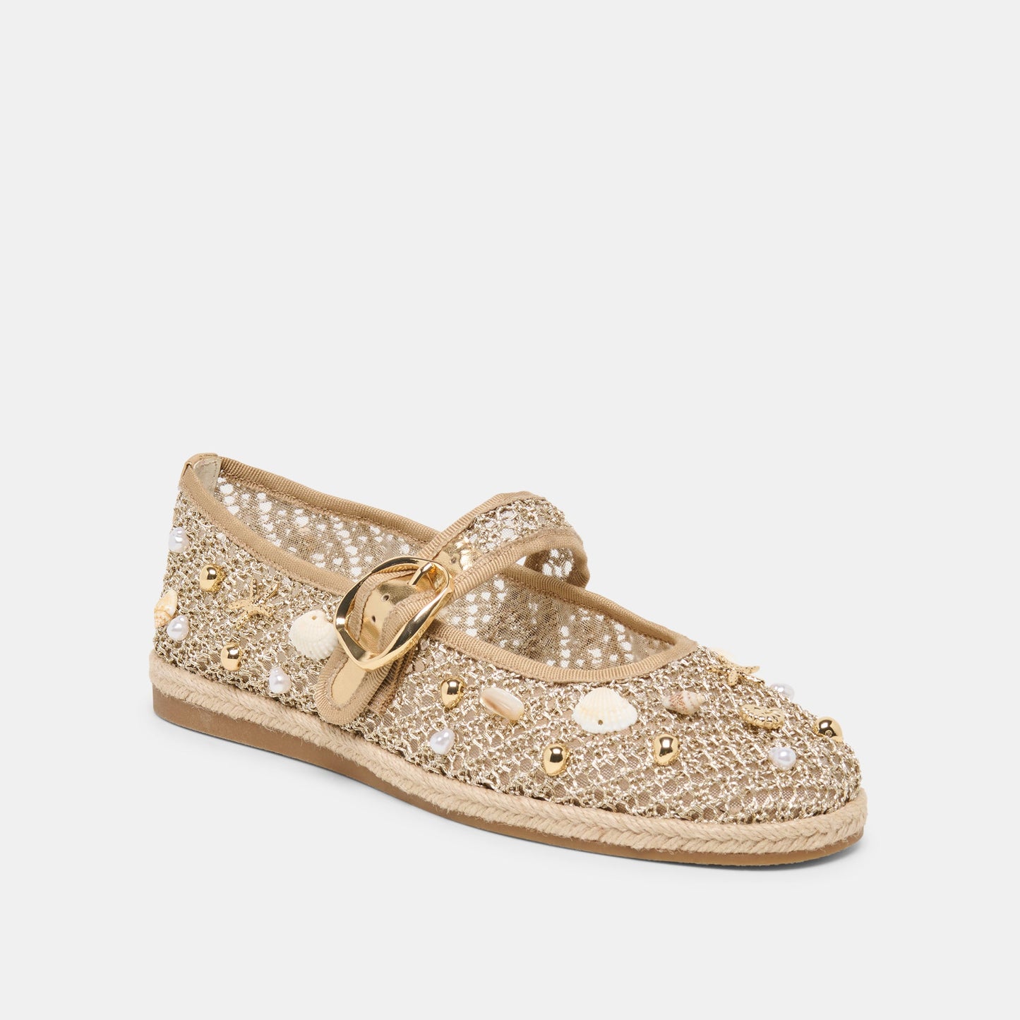 Ralph Gold Beaded Raffia Ballet Flats Dolce Vita Online