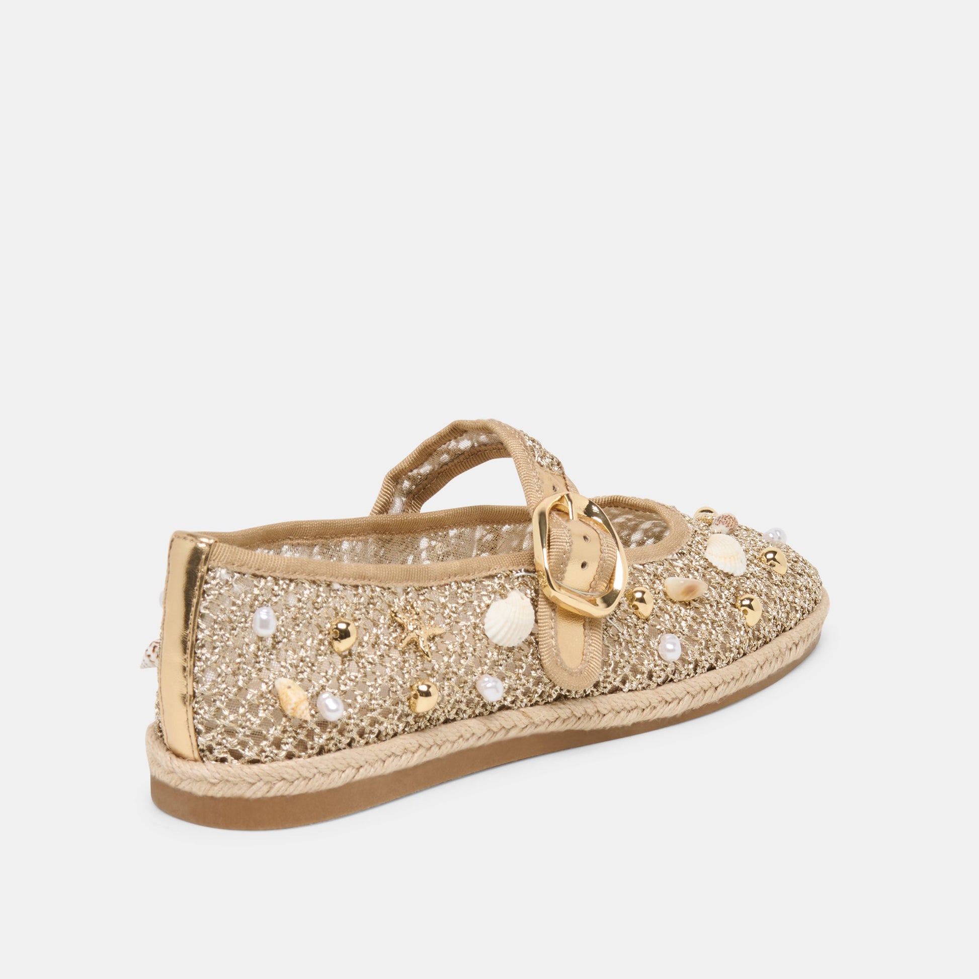 Ralph Gold Beaded Raffia Ballet Flats Dolce Vita Online