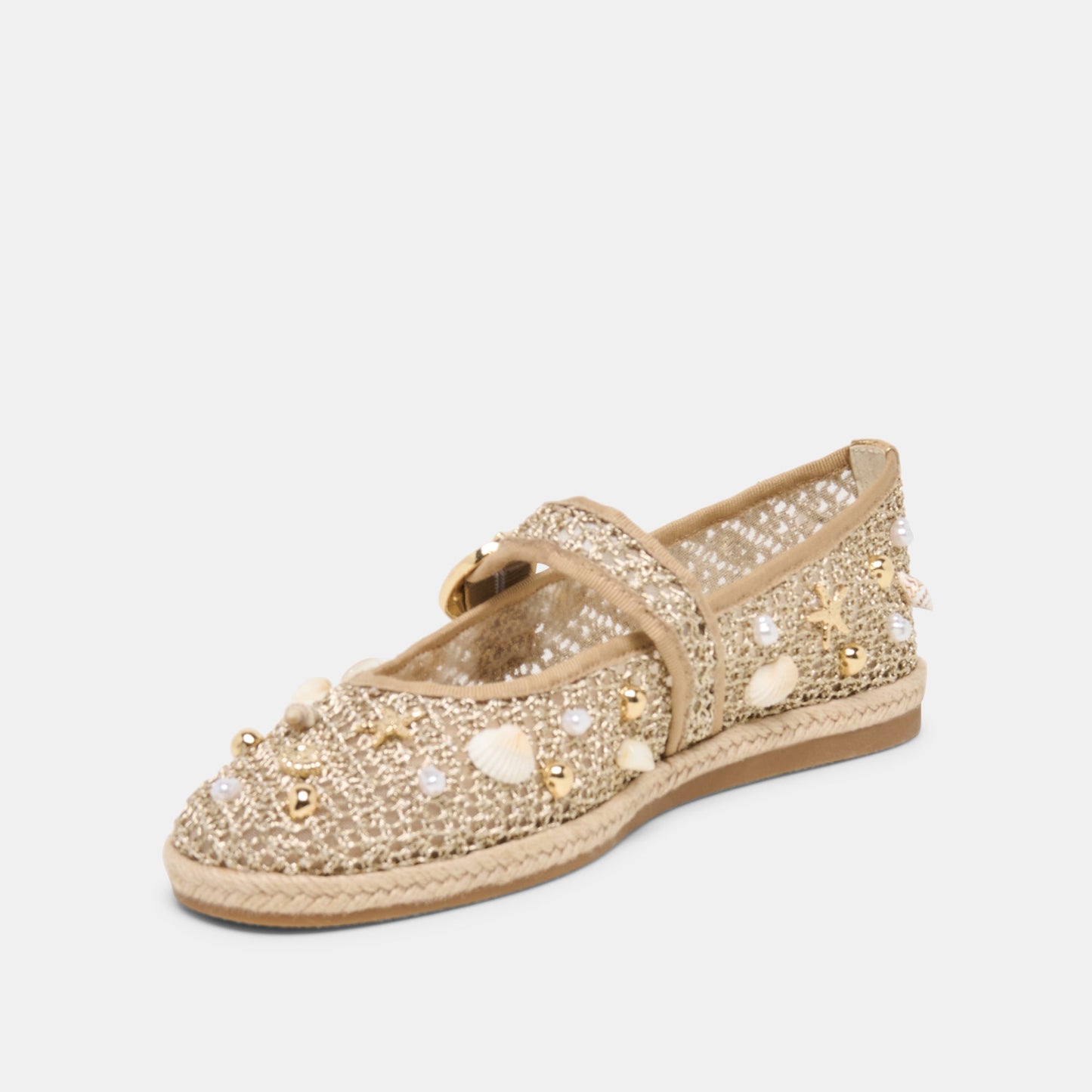 Ralph Gold Beaded Raffia Ballet Flats Dolce Vita Online