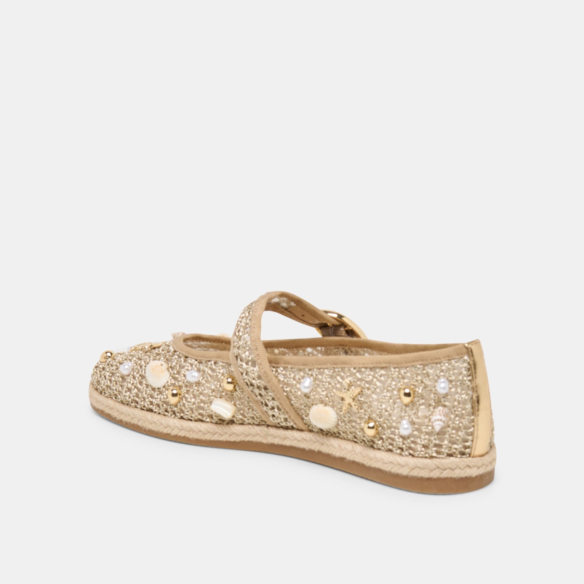 Ralph Gold Beaded Raffia Ballet Flats Dolce Vita Online