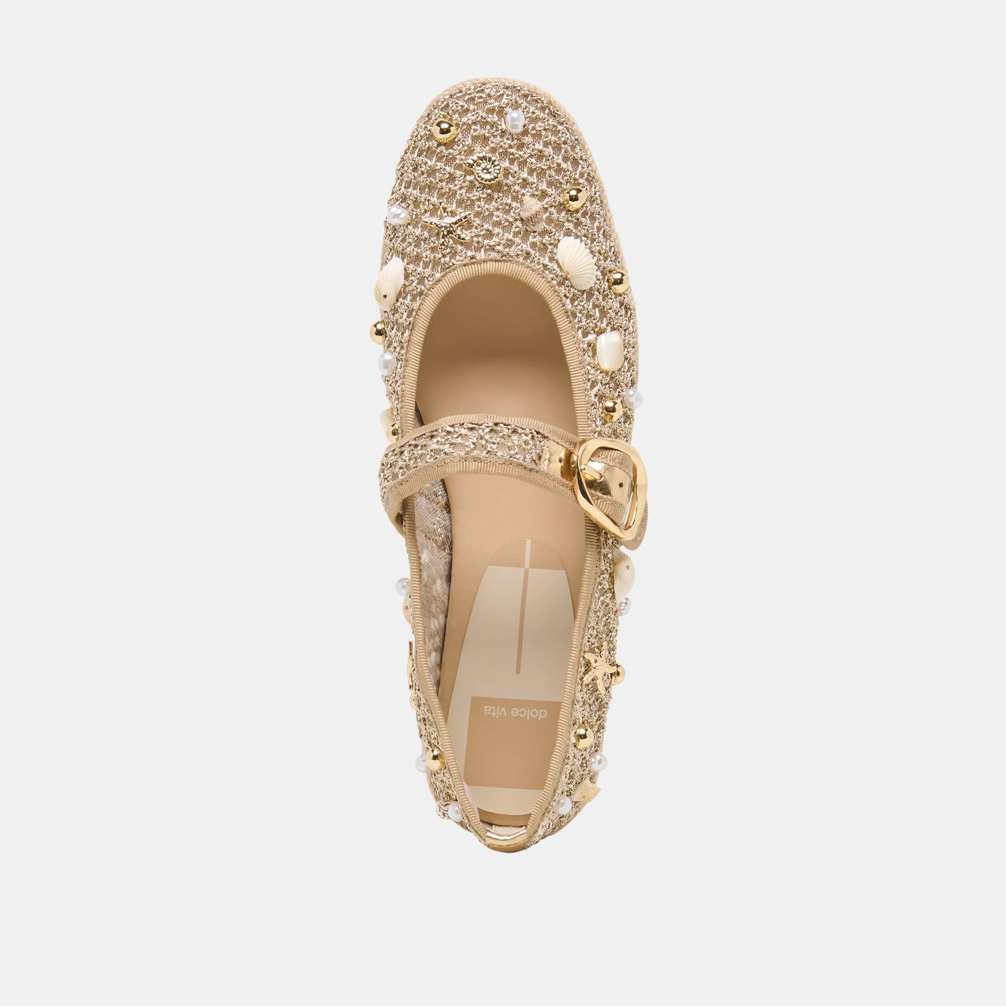 Ralph Gold Beaded Raffia Ballet Flats Dolce Vita Online