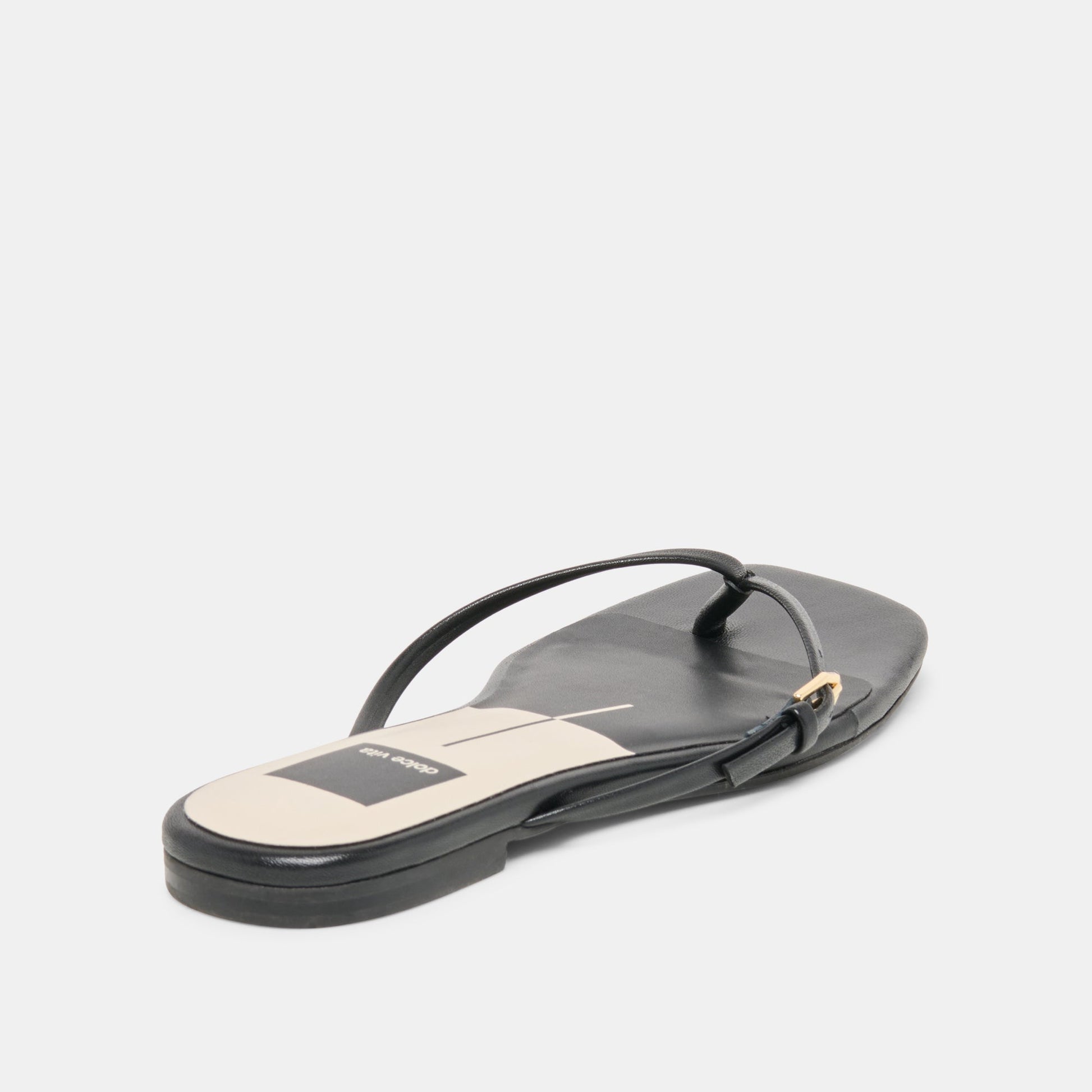 MALTA Black Leather Buckle Flip-Flop Sandals Dolce Vita Outlet