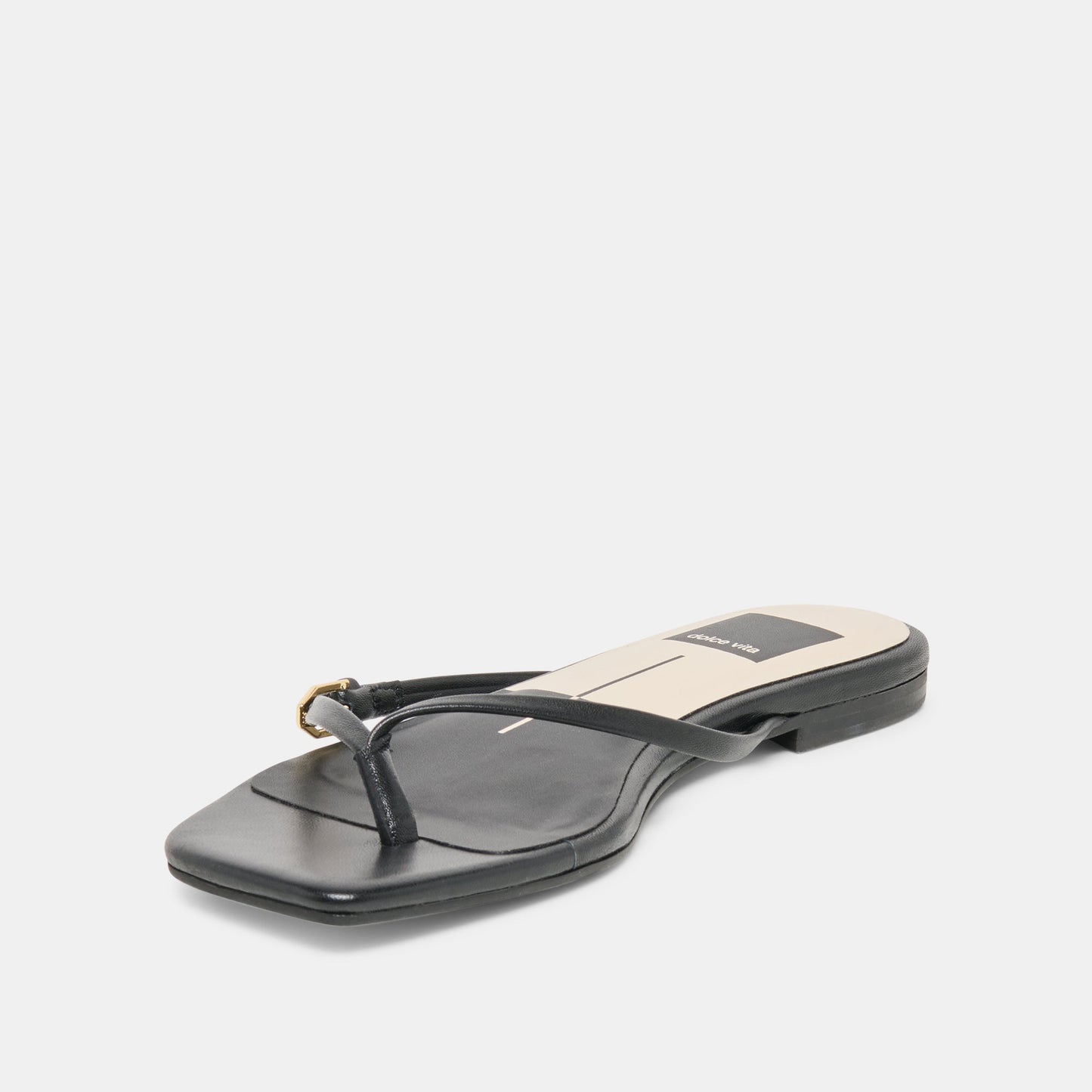 MALTA Black Leather Buckle Flip-Flop Sandals Dolce Vita Outlet