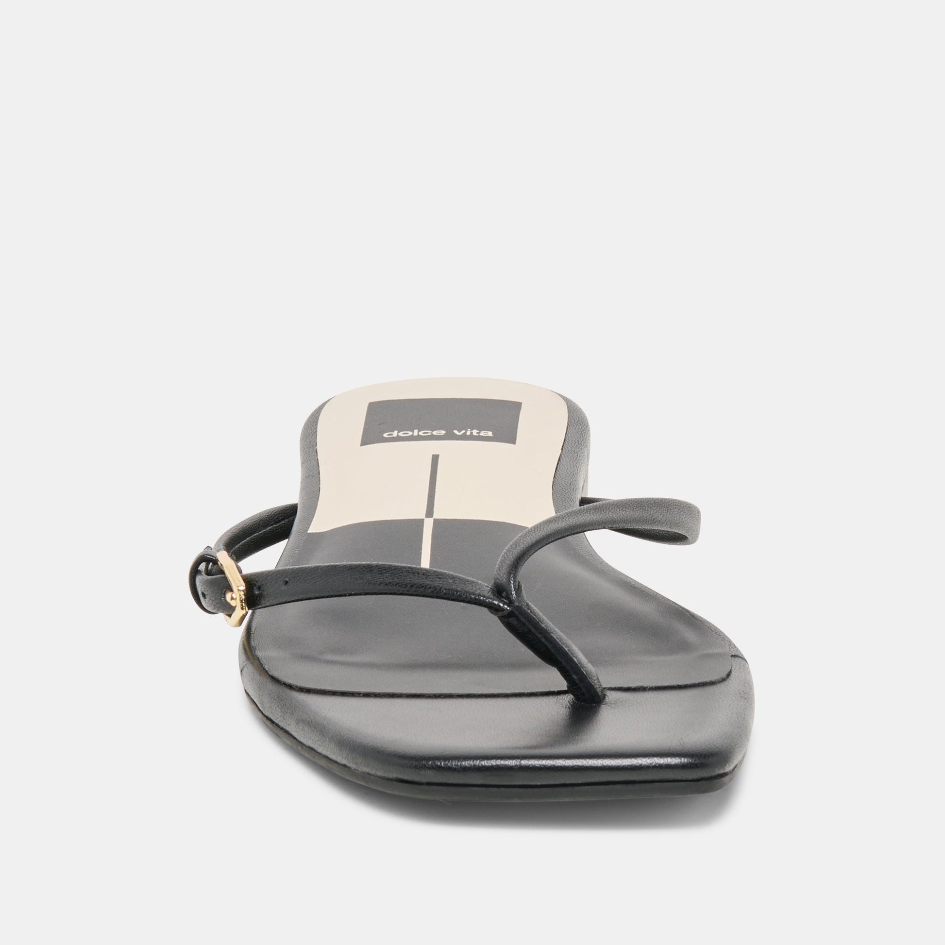 MALTA Black Leather Buckle Flip-Flop Sandals Dolce Vita Outlet