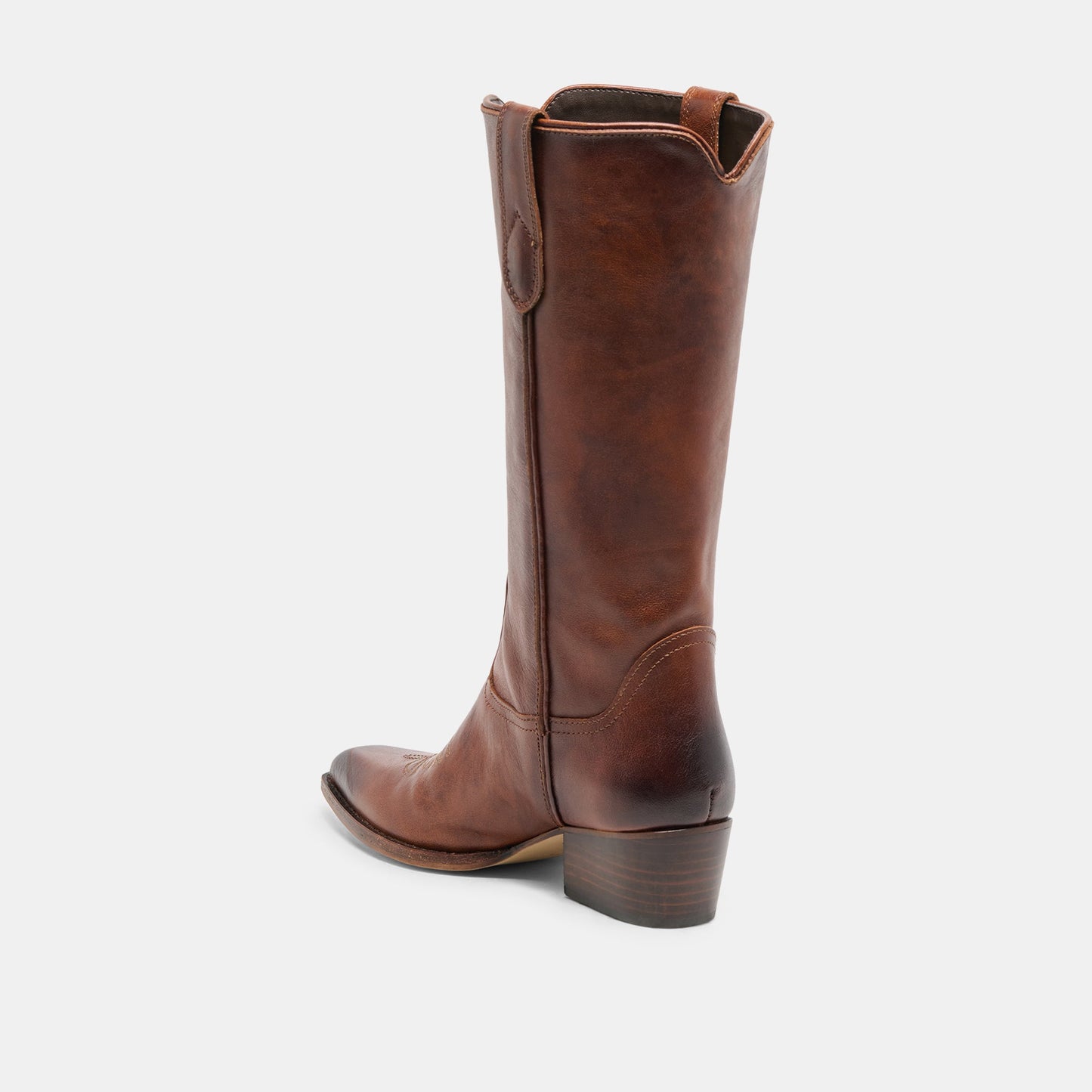 VIGLA Chestnut Leather Pointed-Toe Western Boots Dolce Vita Sale