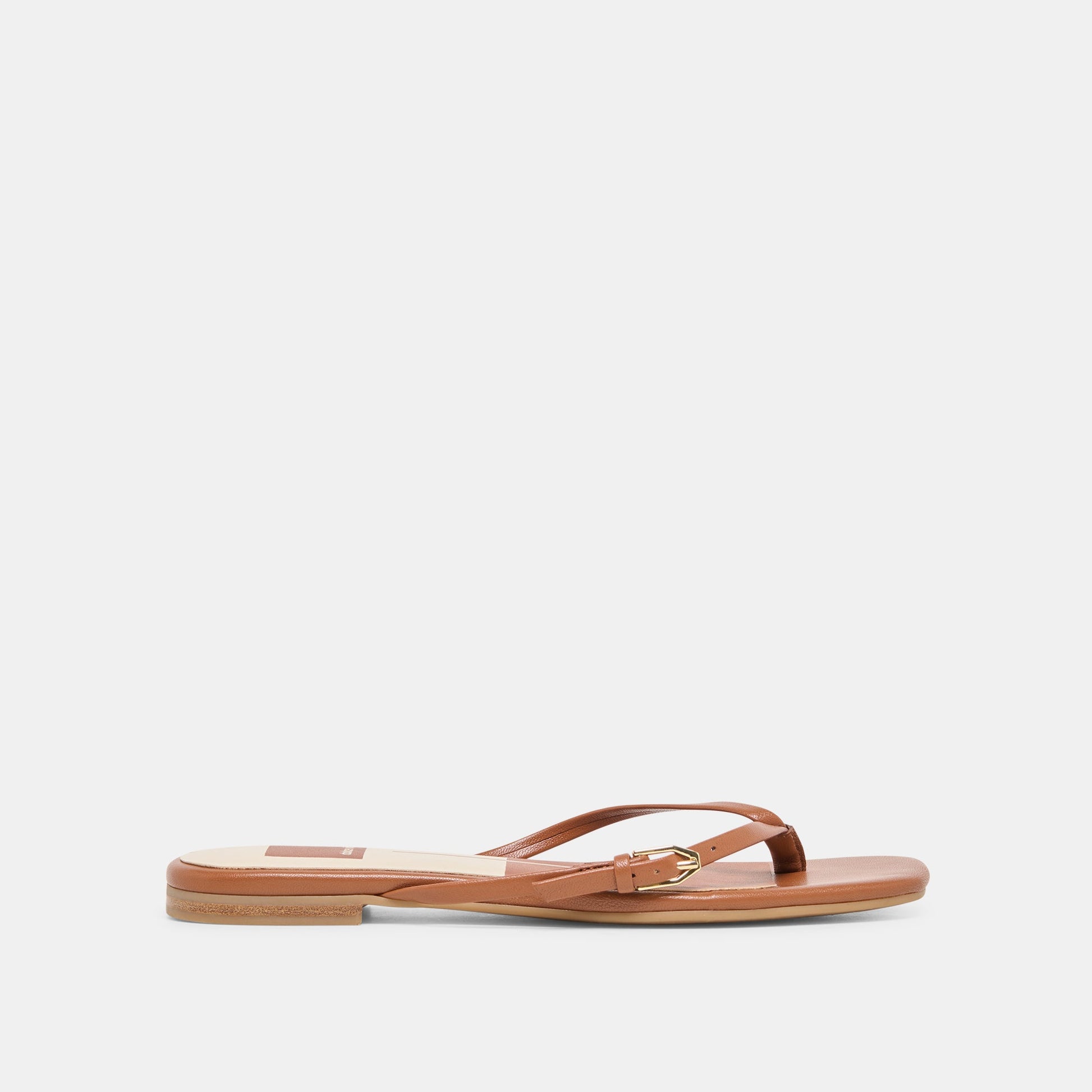 MALTA Cognac Leather Buckle Flip-Flop Sandals Dolce Vita For sale