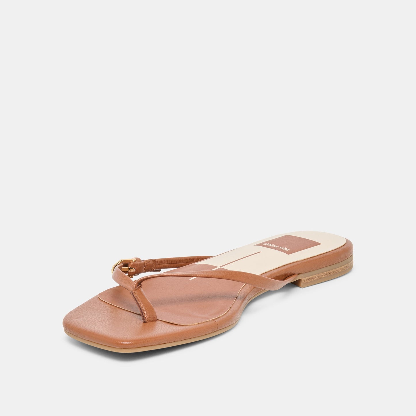 MALTA Cognac Leather Buckle Flip-Flop Sandals Dolce Vita For sale