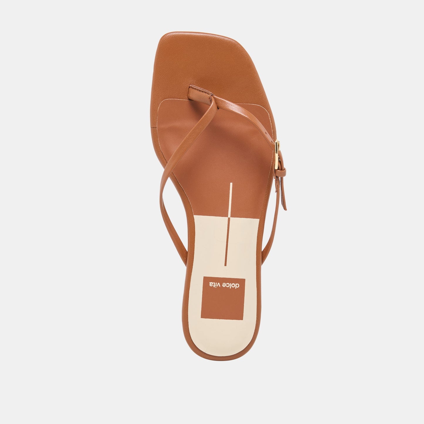 MALTA Cognac Leather Buckle Flip-Flop Sandals Dolce Vita For sale