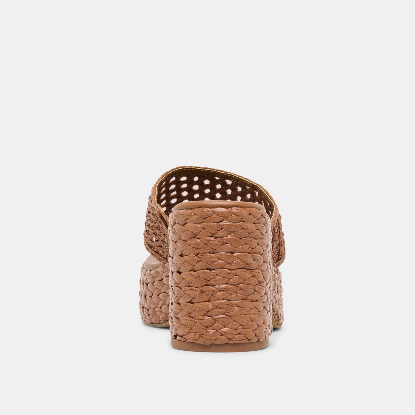 RIPPLE Mid Brown Raffia Platform Thong Block Heel Dolce Vita us