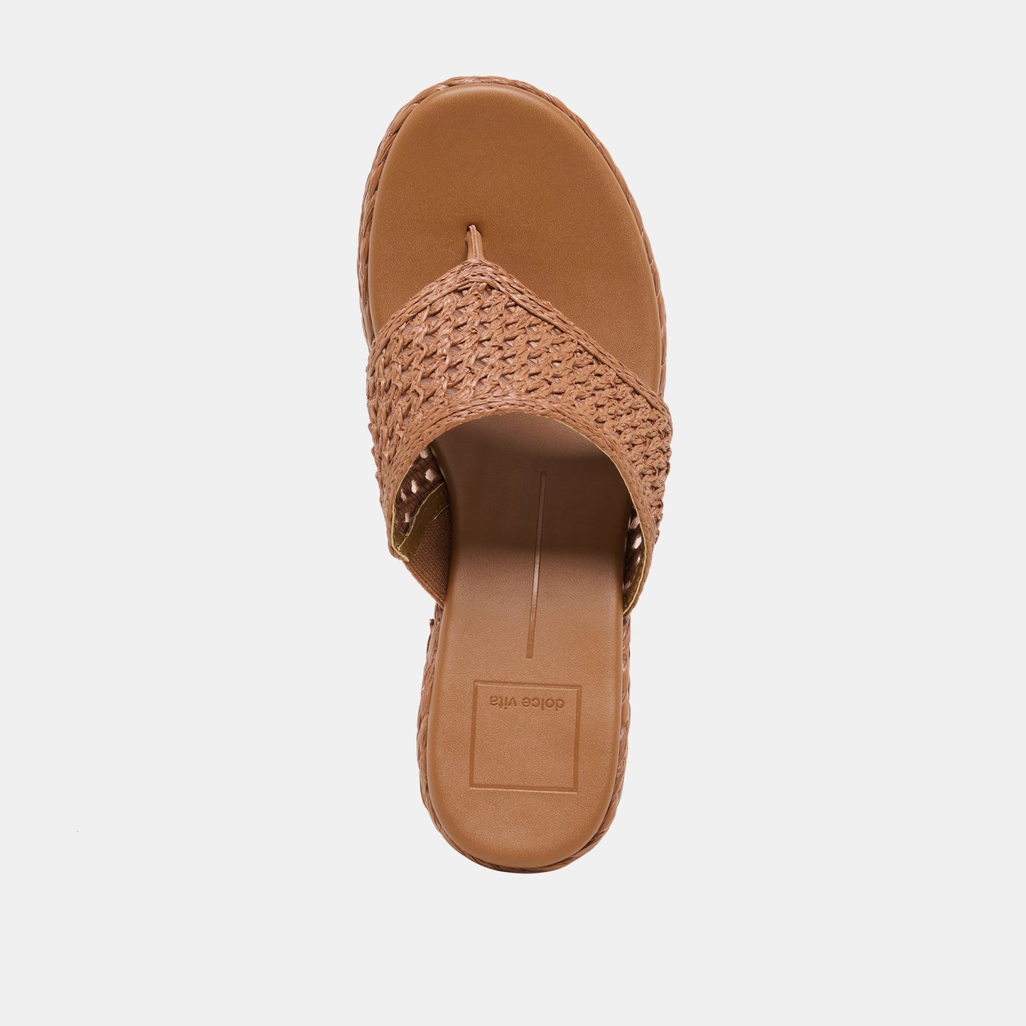 RIPPLE Mid Brown Raffia Platform Thong Block Heel Dolce Vita us