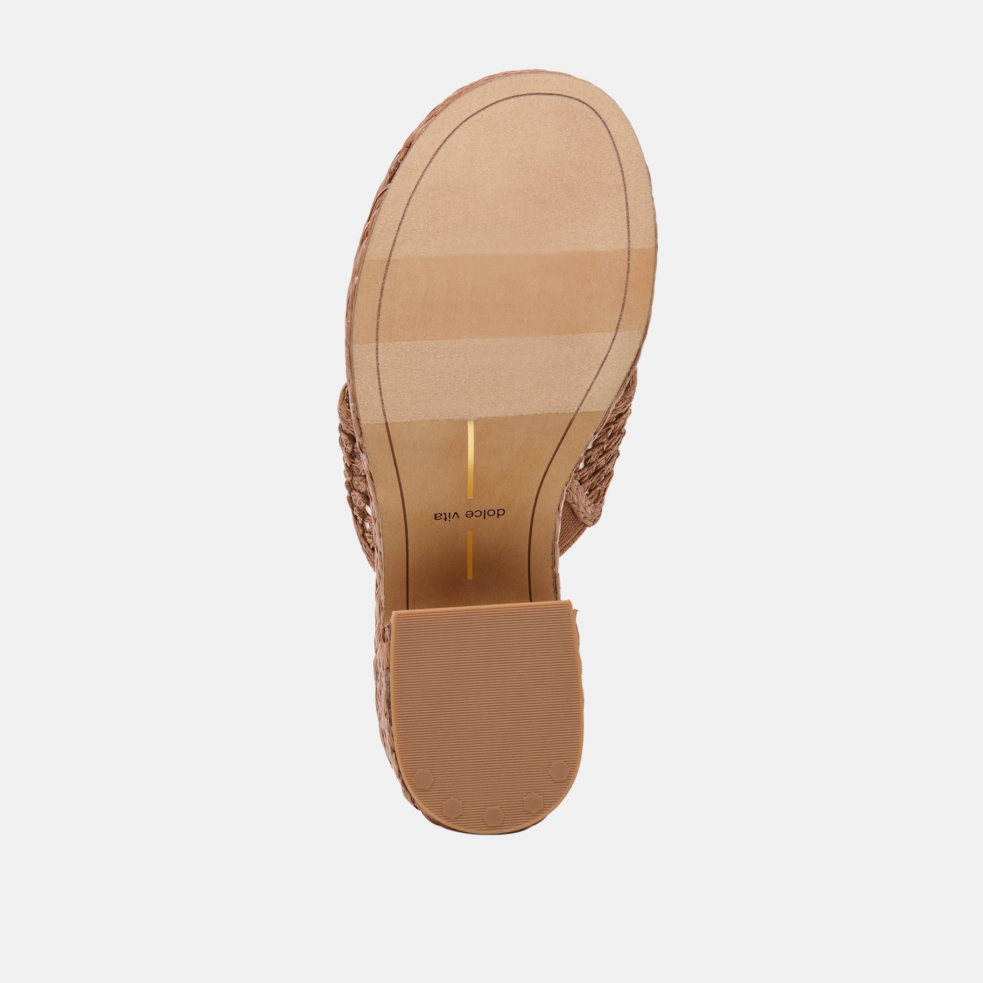RIPPLE Mid Brown Raffia Platform Thong Block Heel Dolce Vita us