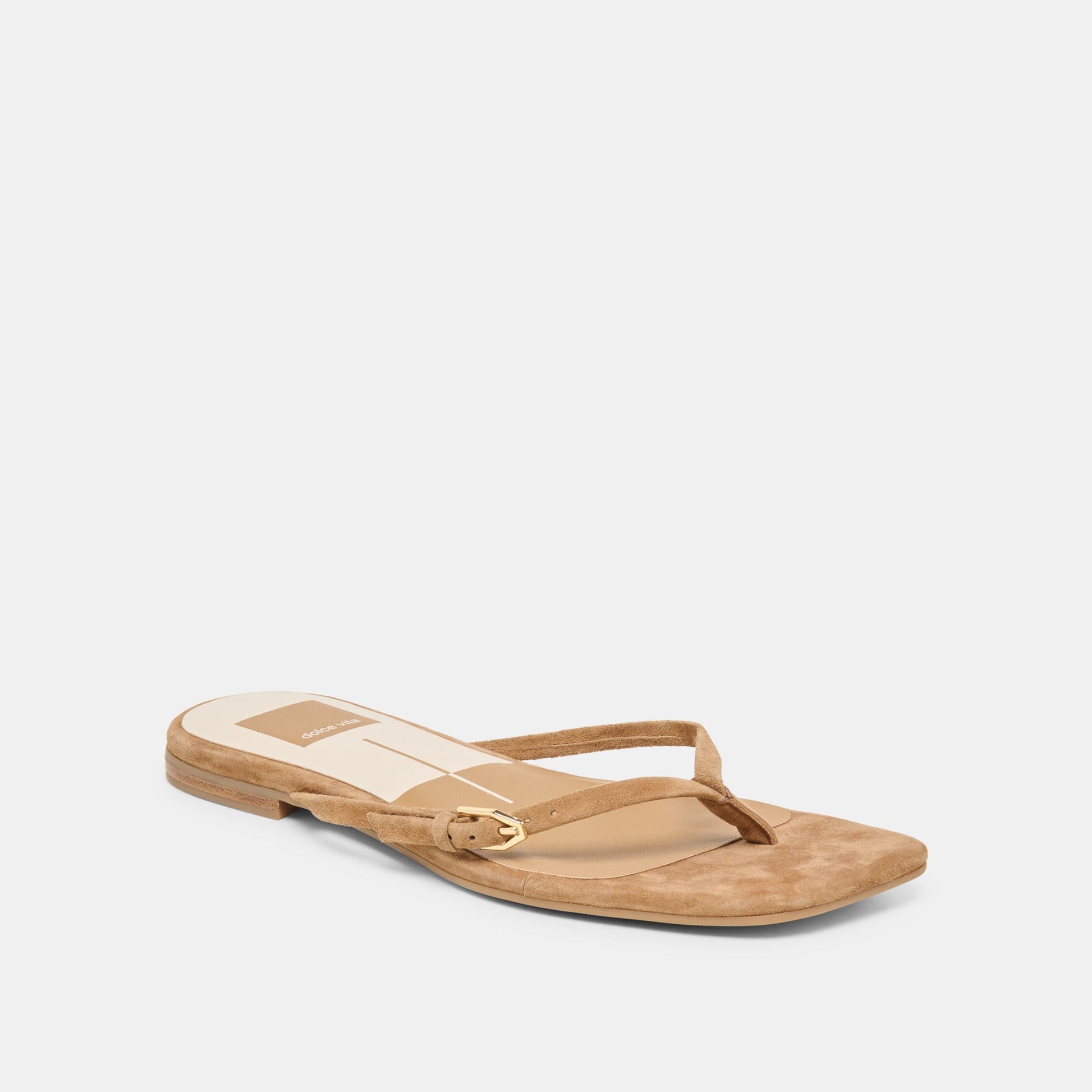MALTA Lt Brown Suede Buckle Flip-Flop Sandals Dolce Vita On sale