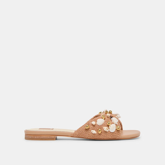 Lizza Toffee Beaded Raffia Sandals Dolce Vita New