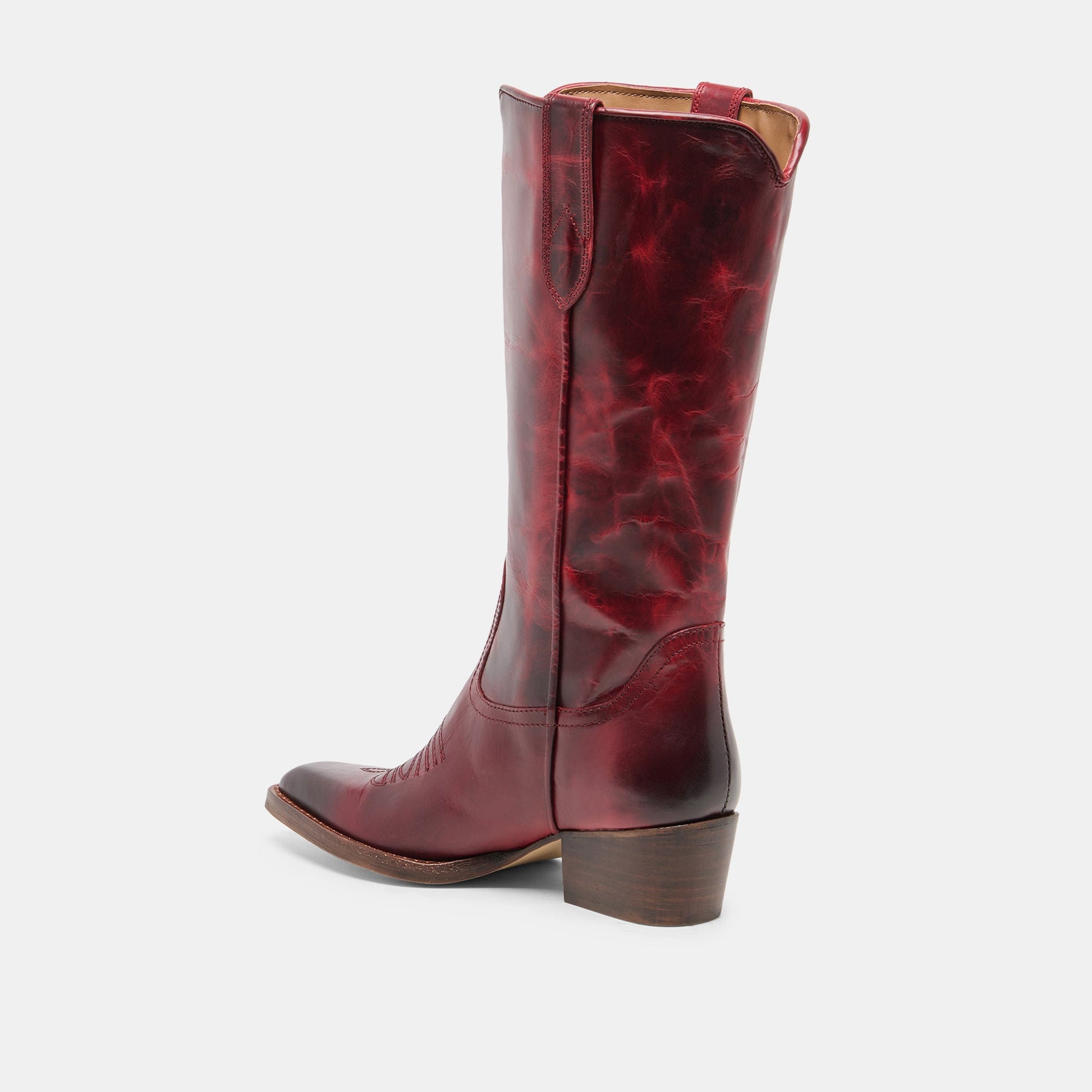 VIGLA Garnet Leather Pointed-Toe Western Boots Dolce Vita Sale