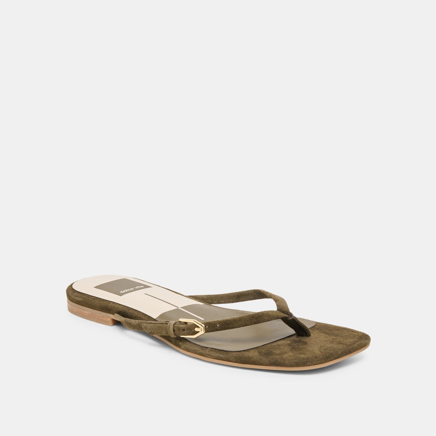 MALTA Dk Olive Suede Buckle Flip-Flop Sandals Dolce Vita Outlet