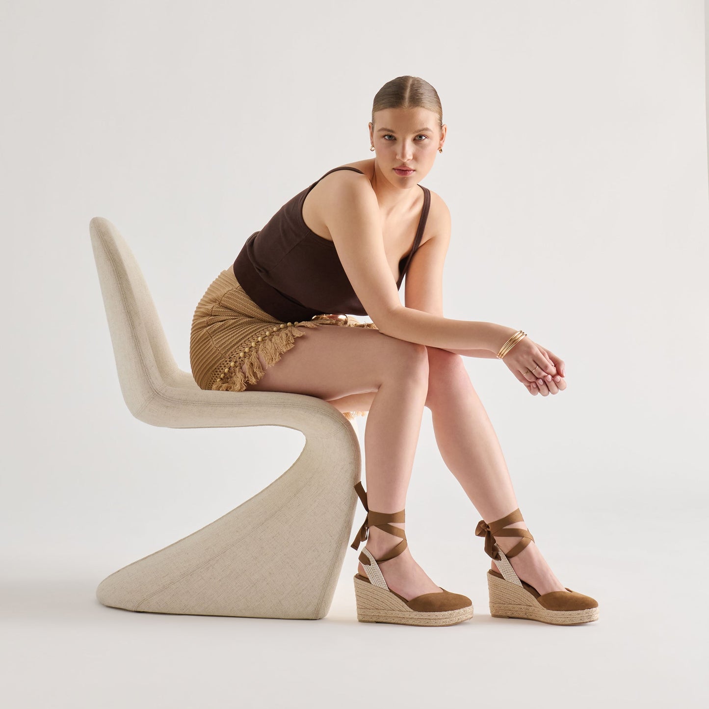 Noura Lt Brown Suede Wedges Dolce Vita New