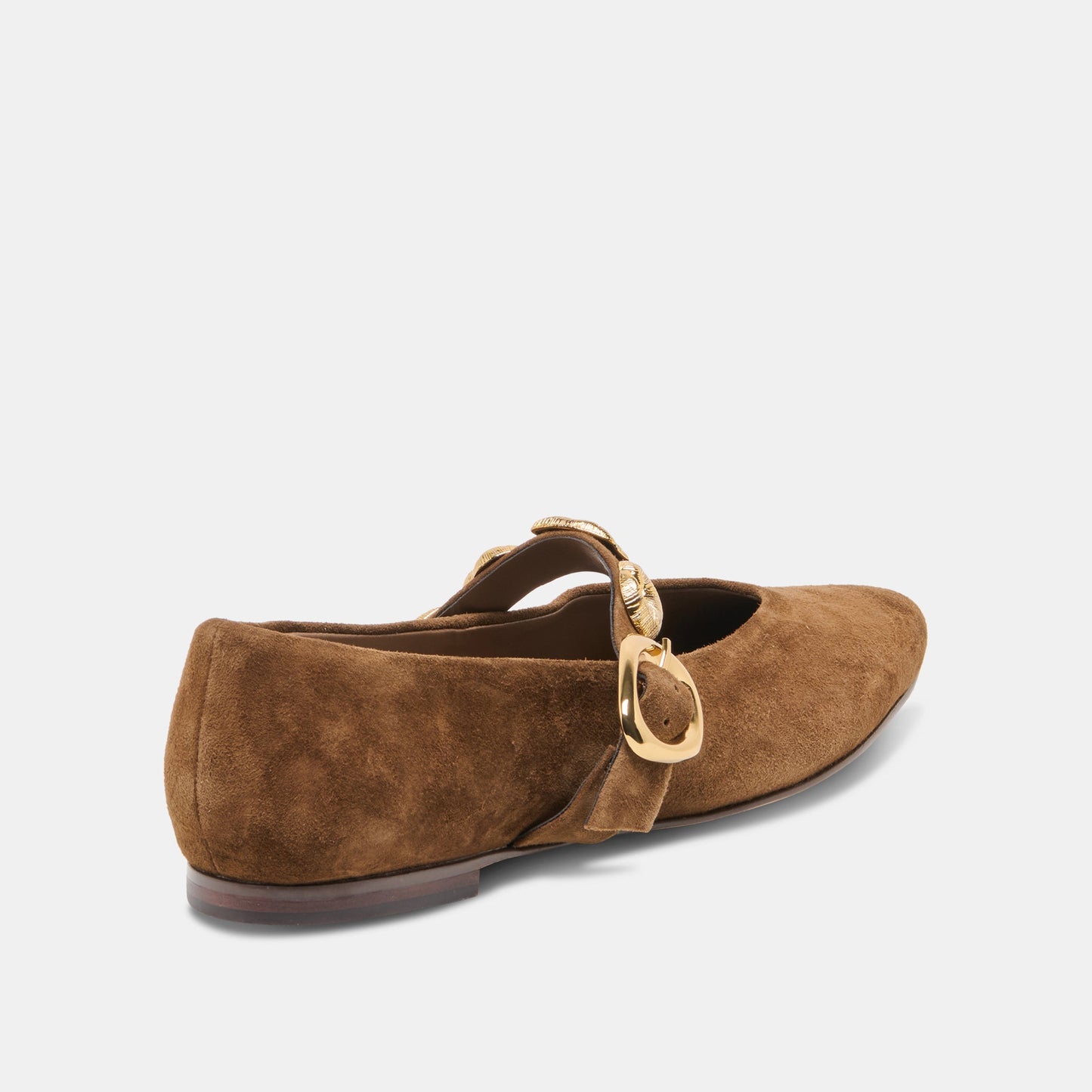 LOREE Chesnut Suede Mary-Jane Metal Detail Ballet Flats Dolce Vita Outlet