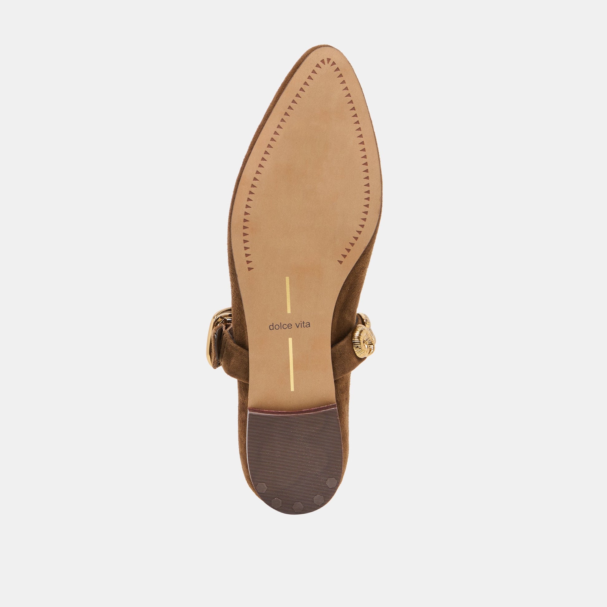 LOREE Chesnut Suede Mary-Jane Metal Detail Ballet Flats Dolce Vita Outlet