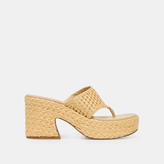 RIPPLE Lt Natural Raffia Platform Thong Block Heel Dolce Vita us