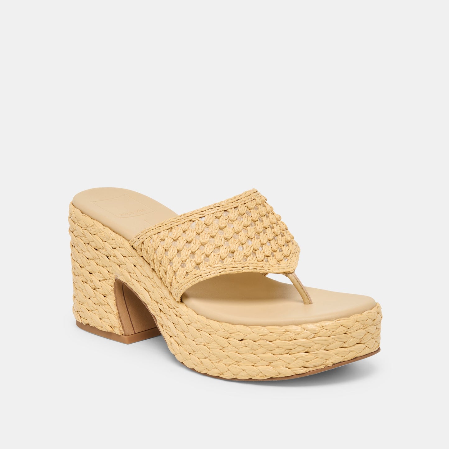 RIPPLE Lt Natural Raffia Platform Thong Block Heel Dolce Vita us