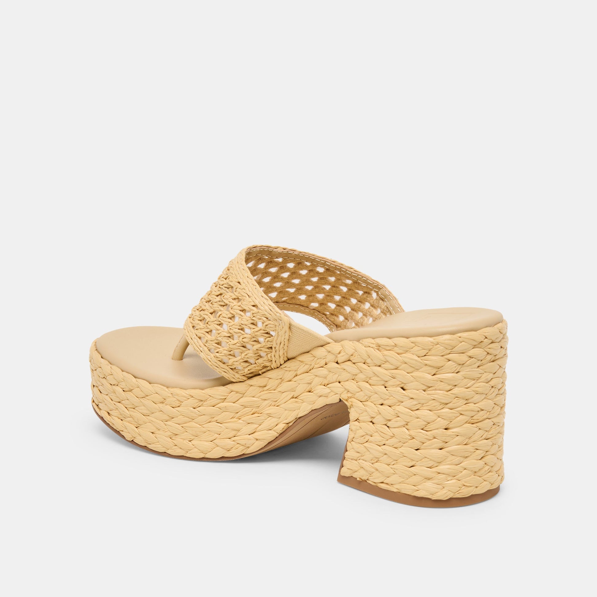 RIPPLE Lt Natural Raffia Platform Thong Block Heel Dolce Vita us