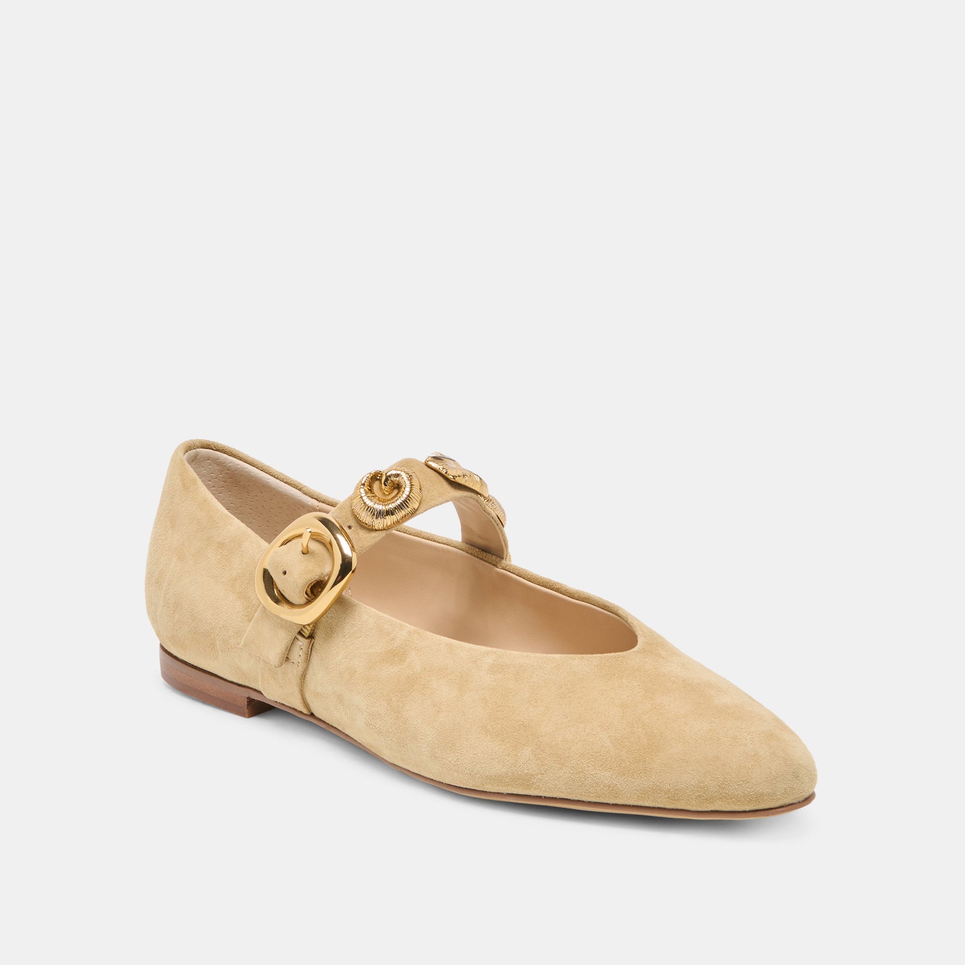 LOREE Desert Taupe Suede Mary-Jane Metal Detail Ballet Flats Dolce Vita Discount