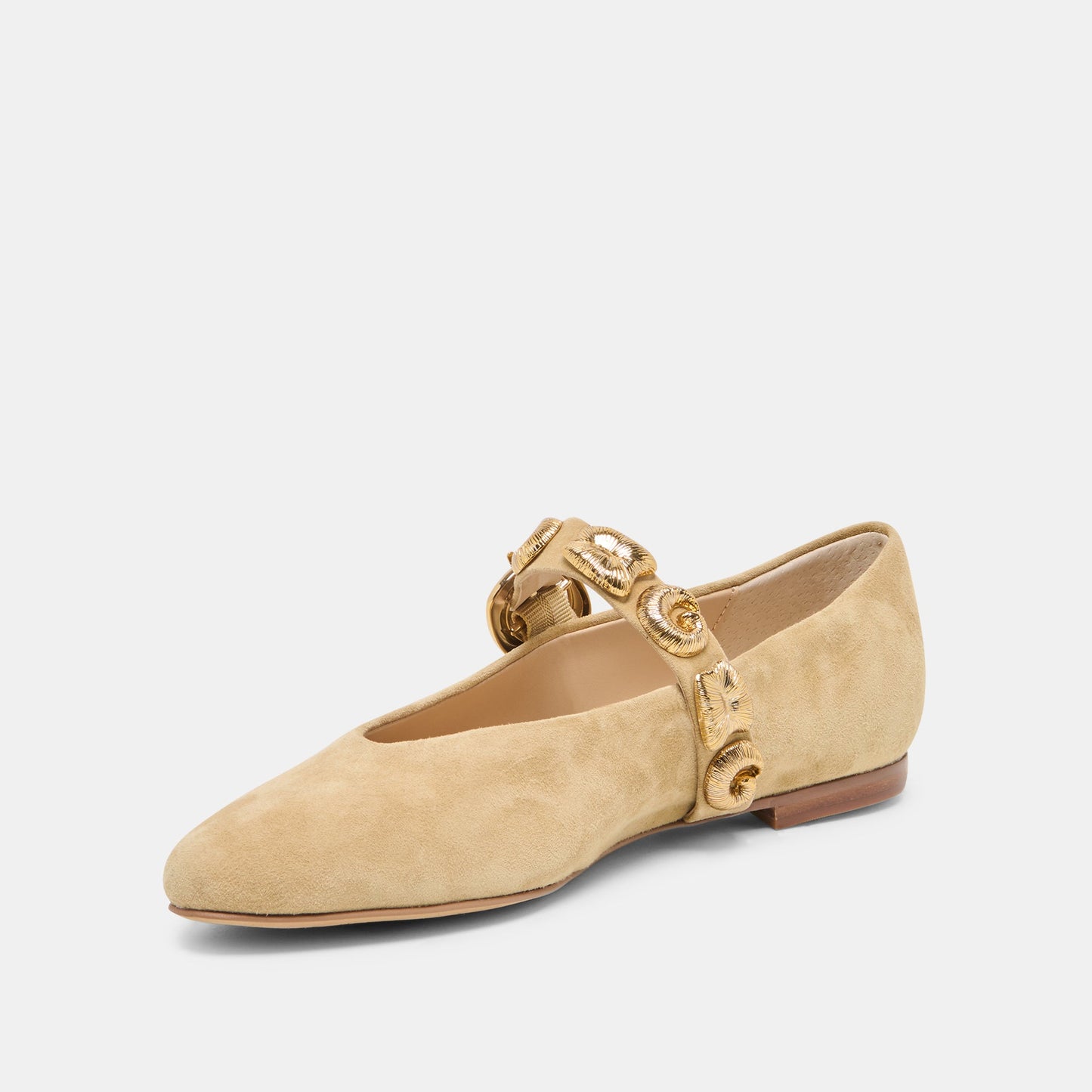 LOREE Desert Taupe Suede Mary-Jane Metal Detail Ballet Flats Dolce Vita Discount
