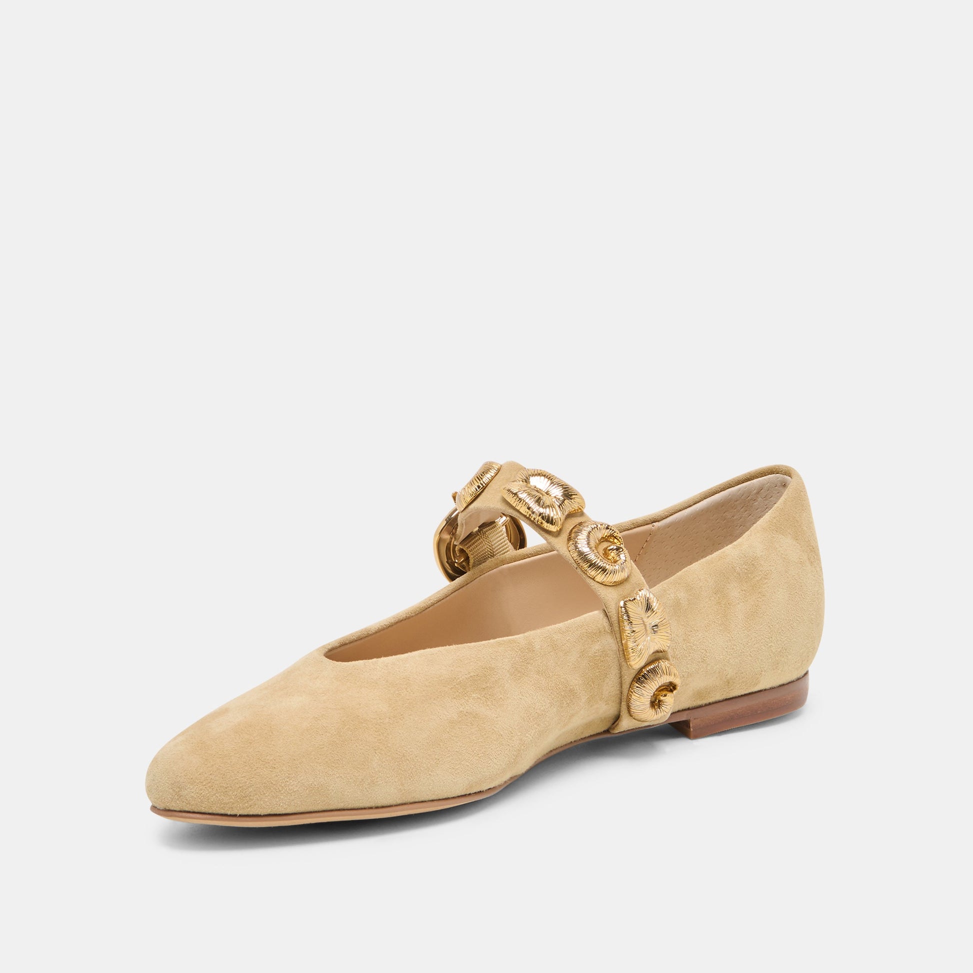 LOREE Desert Taupe Suede Mary-Jane Metal Detail Ballet Flats Dolce Vita Discount