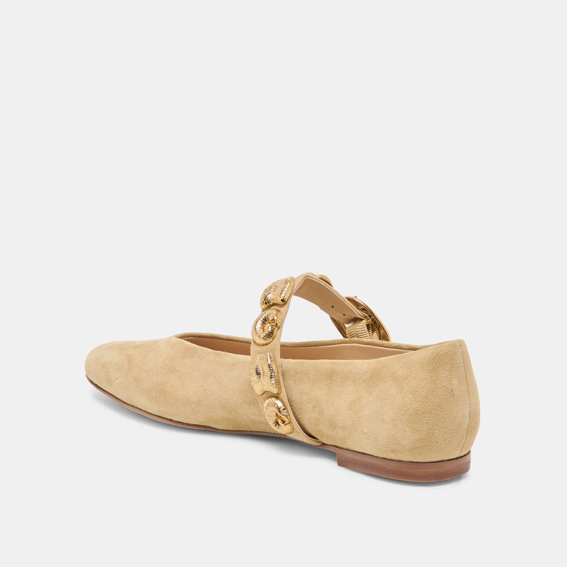 LOREE Desert Taupe Suede Mary-Jane Metal Detail Ballet Flats Dolce Vita Discount