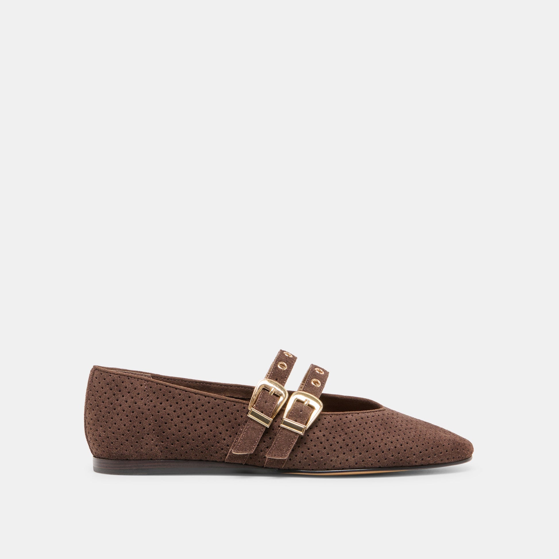 Baylee Grommet Dk Brown Perforated Suede Ballet Flats Dolce Vita Outlet