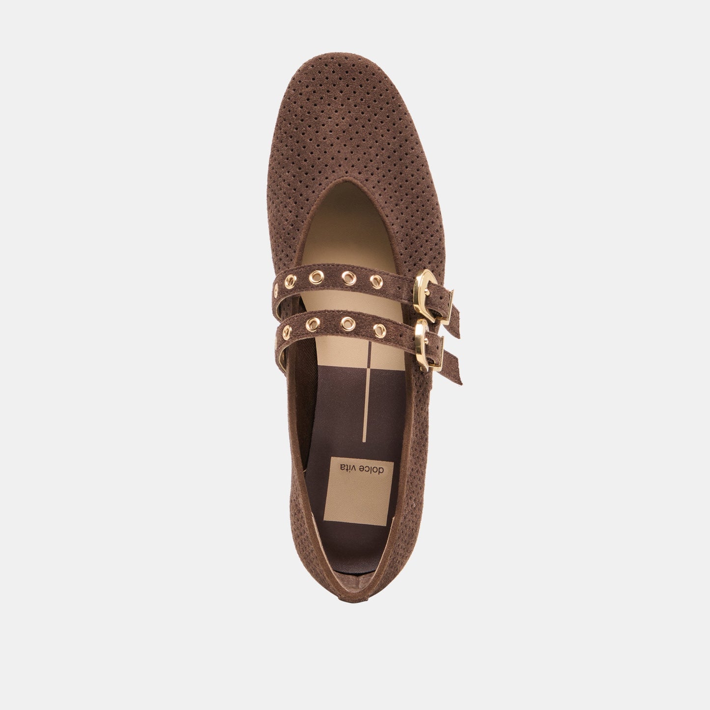 Baylee Grommet Dk Brown Perforated Suede Ballet Flats Dolce Vita Outlet