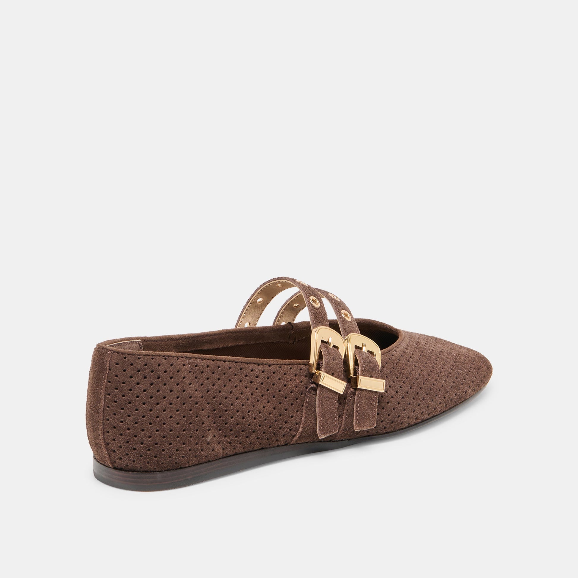 Baylee Grommet Dk Brown Perforated Suede Ballet Flats Dolce Vita Outlet