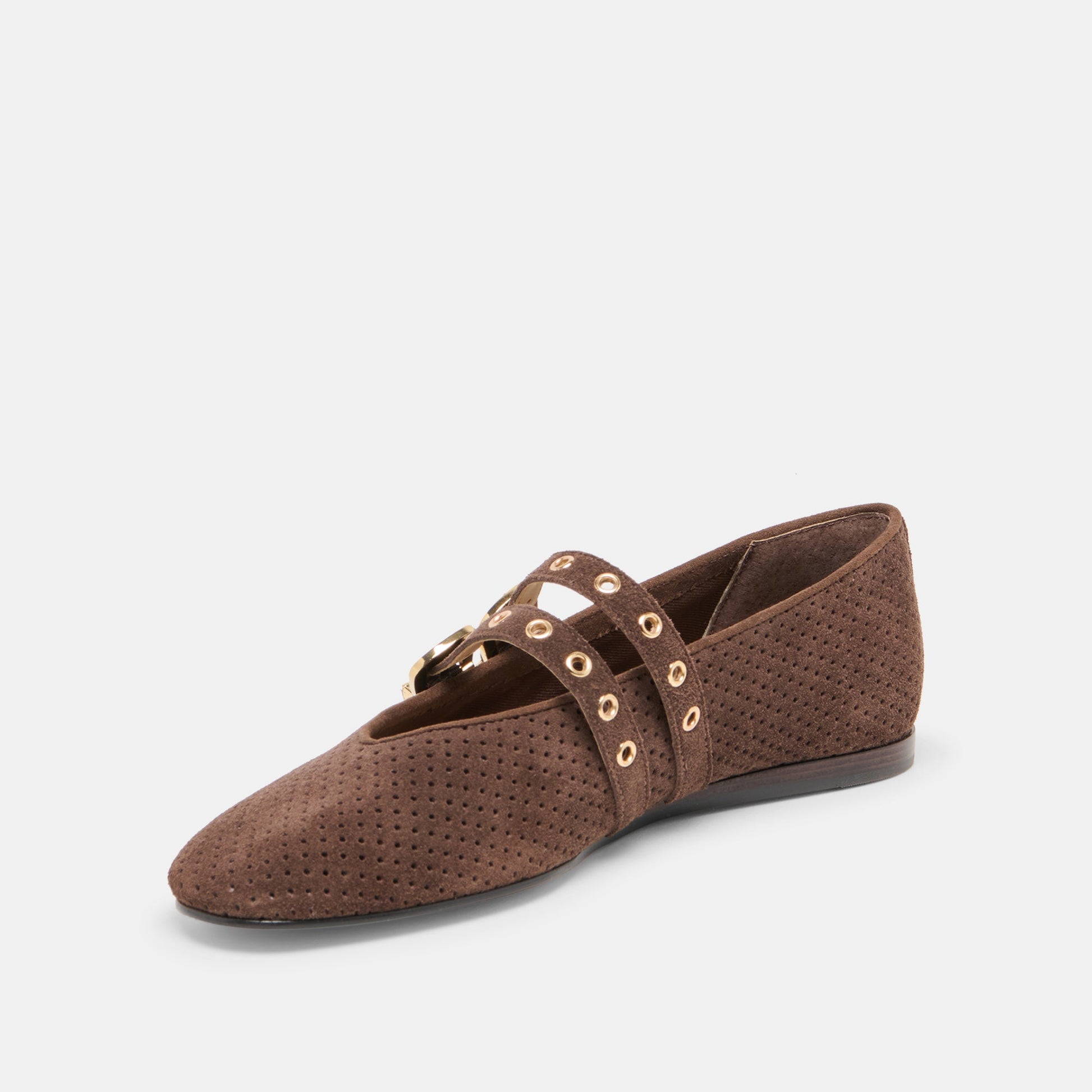 Baylee Grommet Dk Brown Perforated Suede Ballet Flats Dolce Vita Outlet