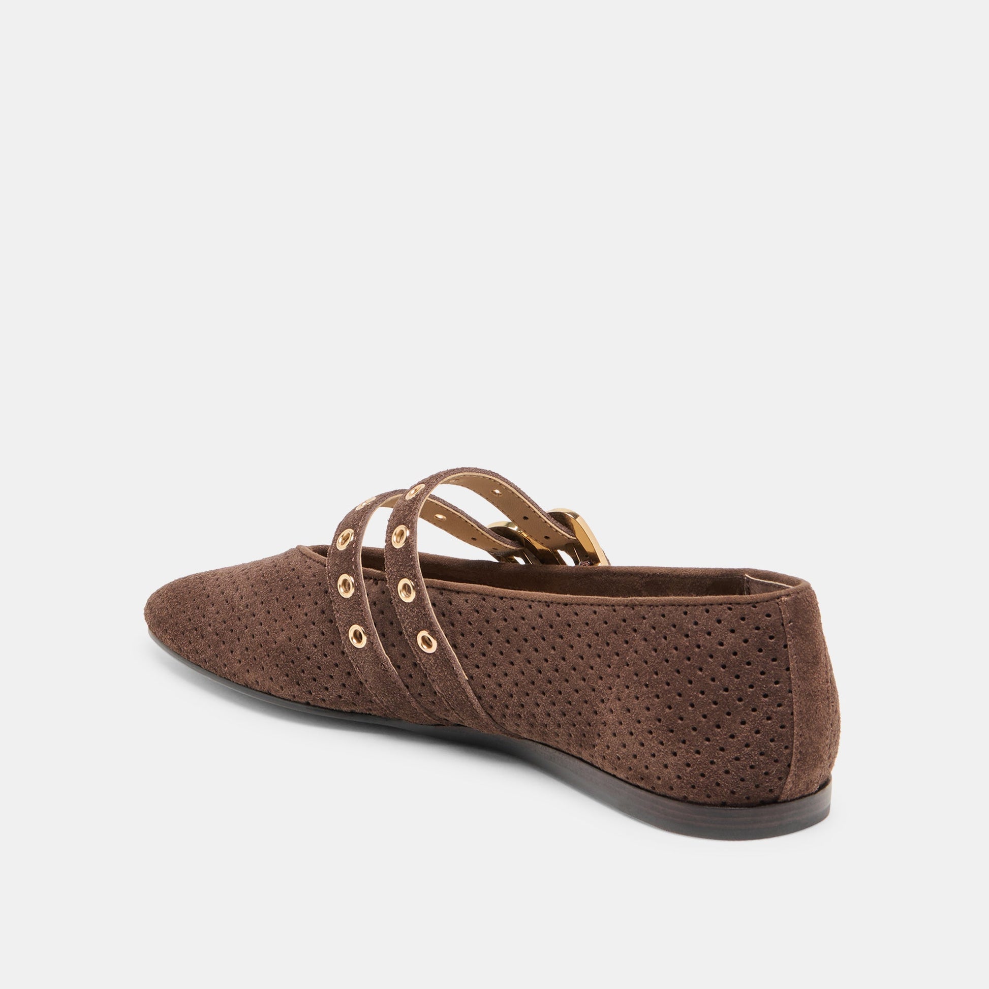 Baylee Grommet Dk Brown Perforated Suede Ballet Flats Dolce Vita Outlet