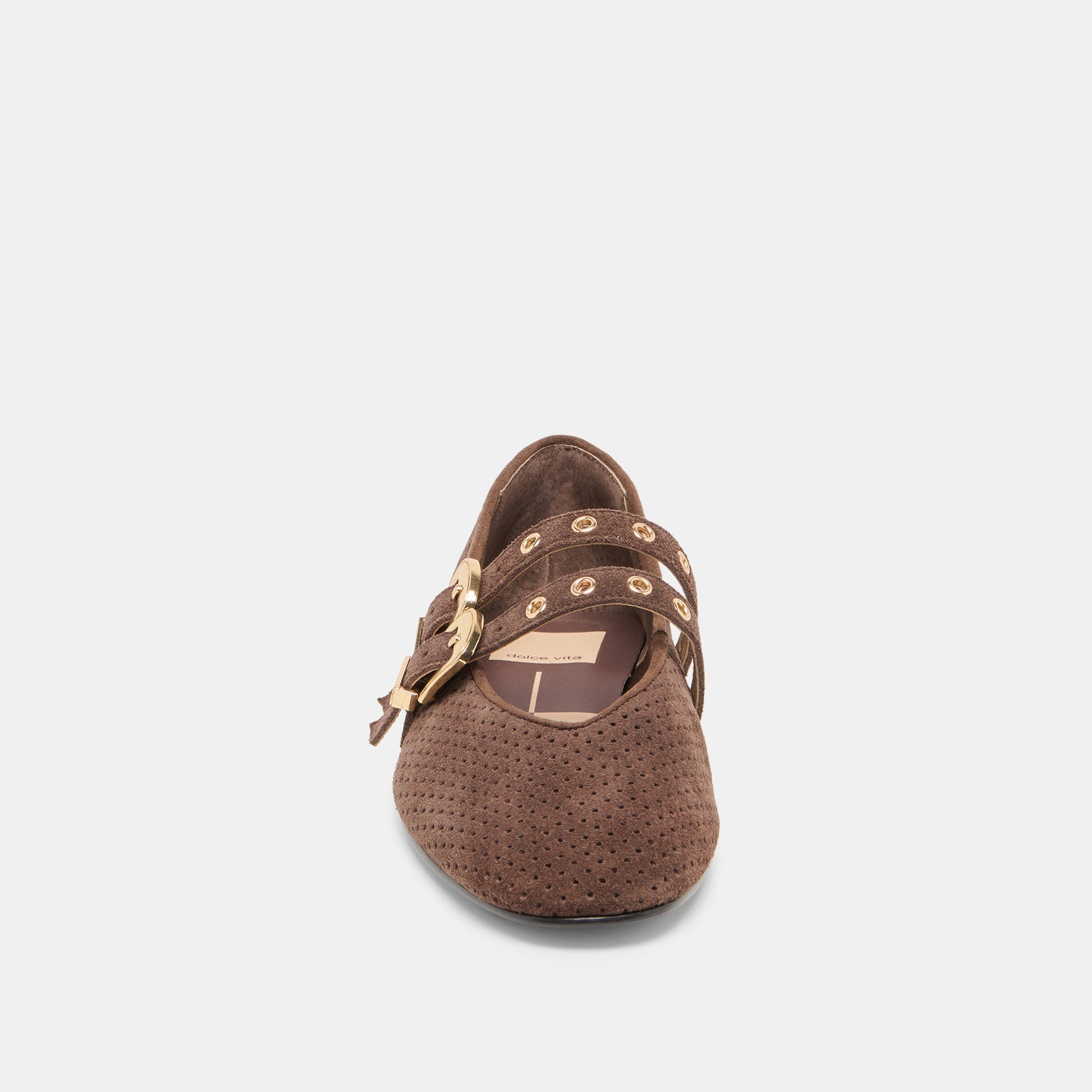Baylee Grommet Dk Brown Perforated Suede Ballet Flats Dolce Vita Outlet
