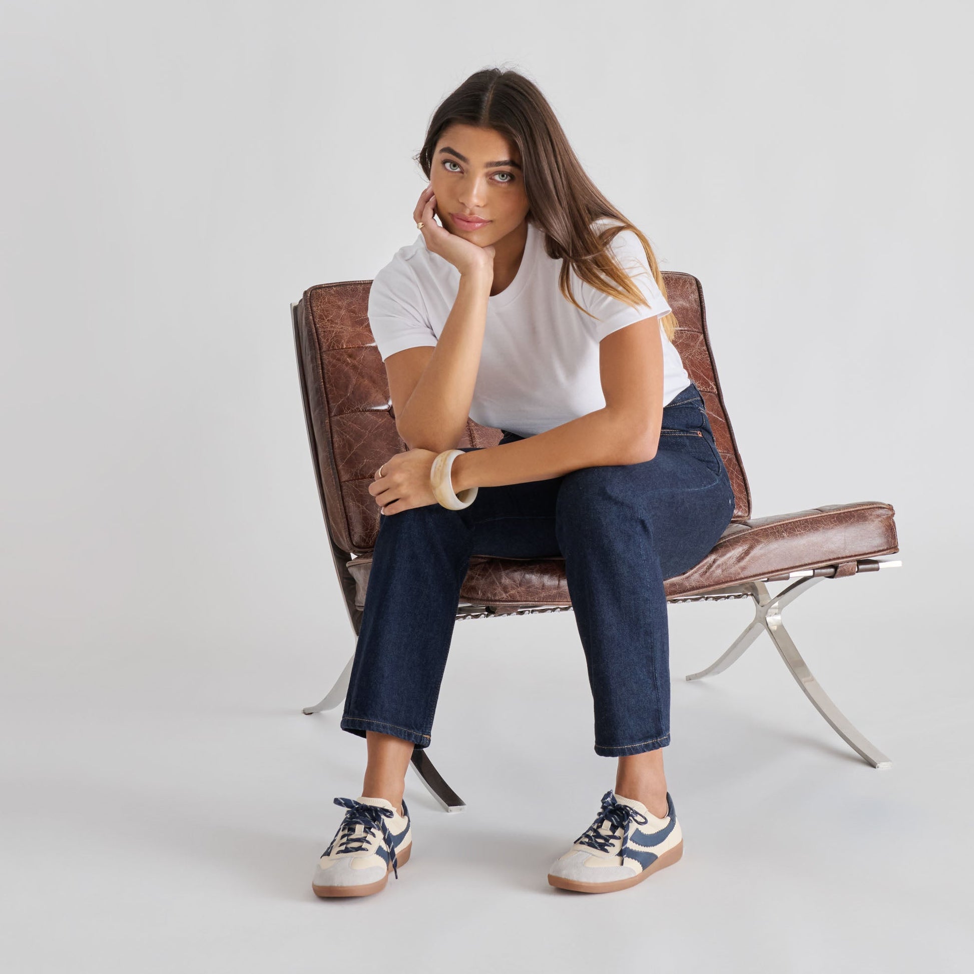 Merit White Navy Leather Sneakers Dolce Vita New