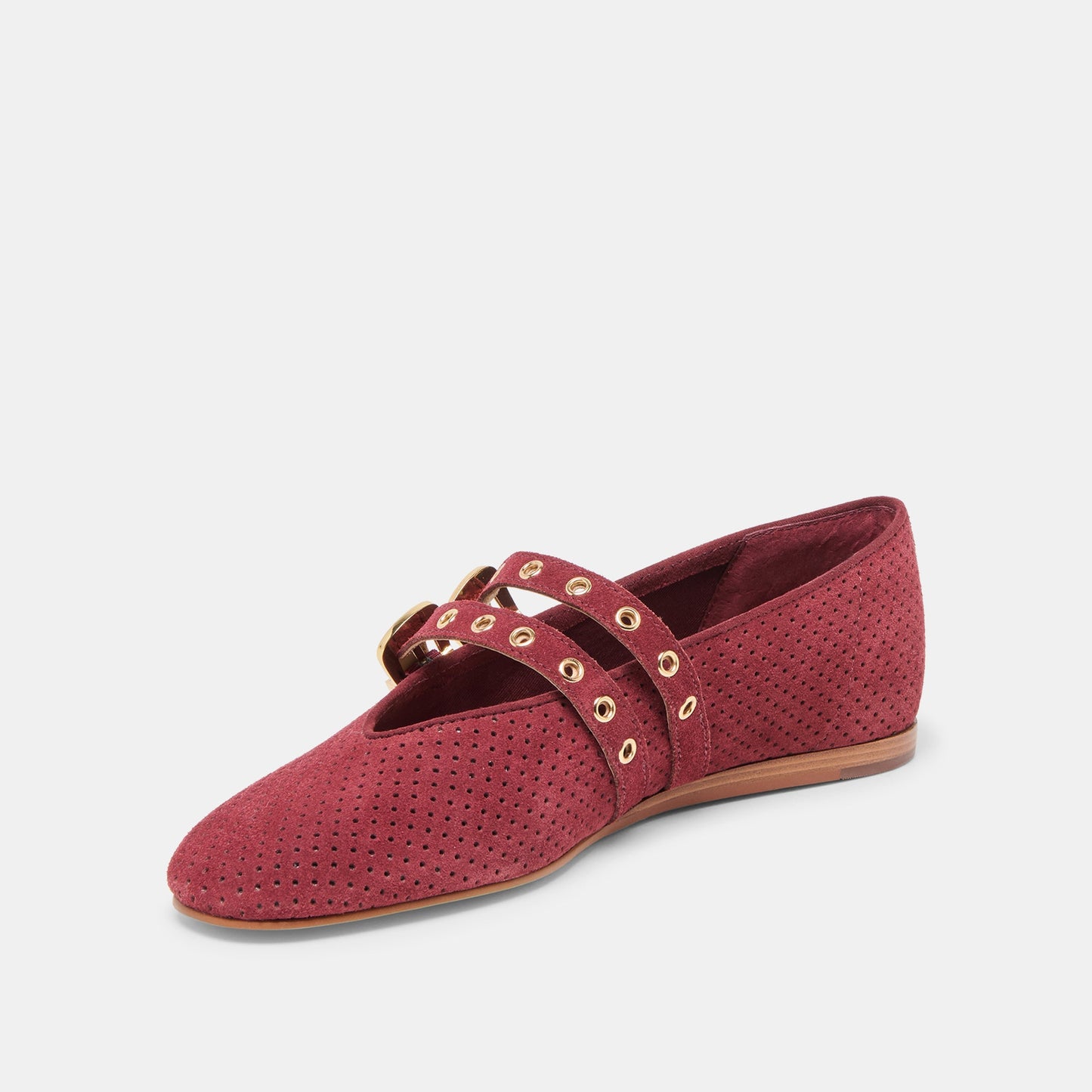 Baylee Grommet Oxblood Perforated Suede Ballet Flats Dolce Vita Online